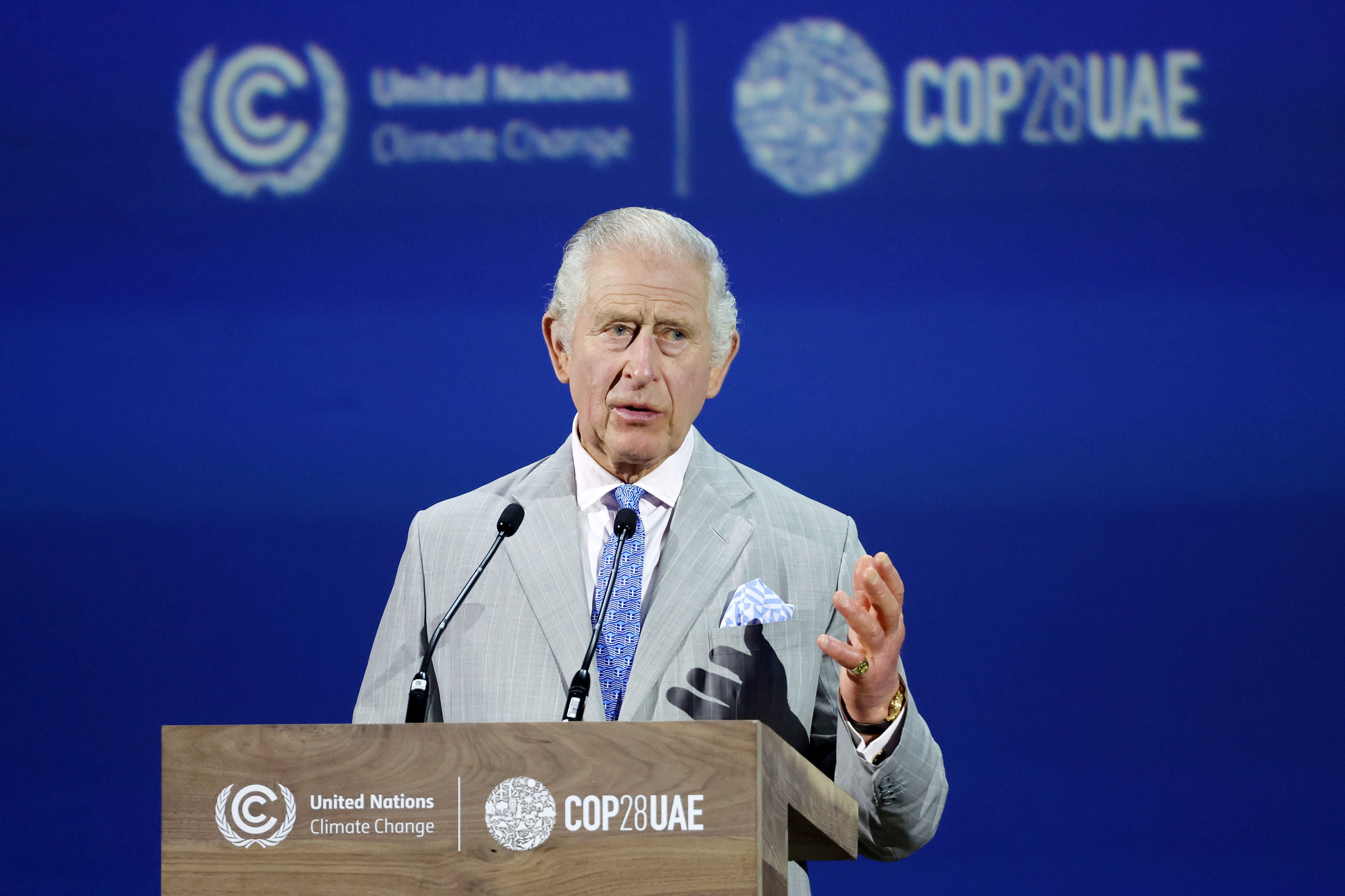 King Charles gives the opening speech to the Cop28 in Dubai