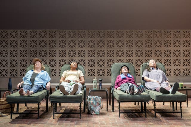 <p>Kristine Nielsen (Ginnie), Brenda Pressley (Elaine), Marylouise Burke (Eileen) and Mia Katigbak (Yvette) in ‘Infinite Life’ </p>