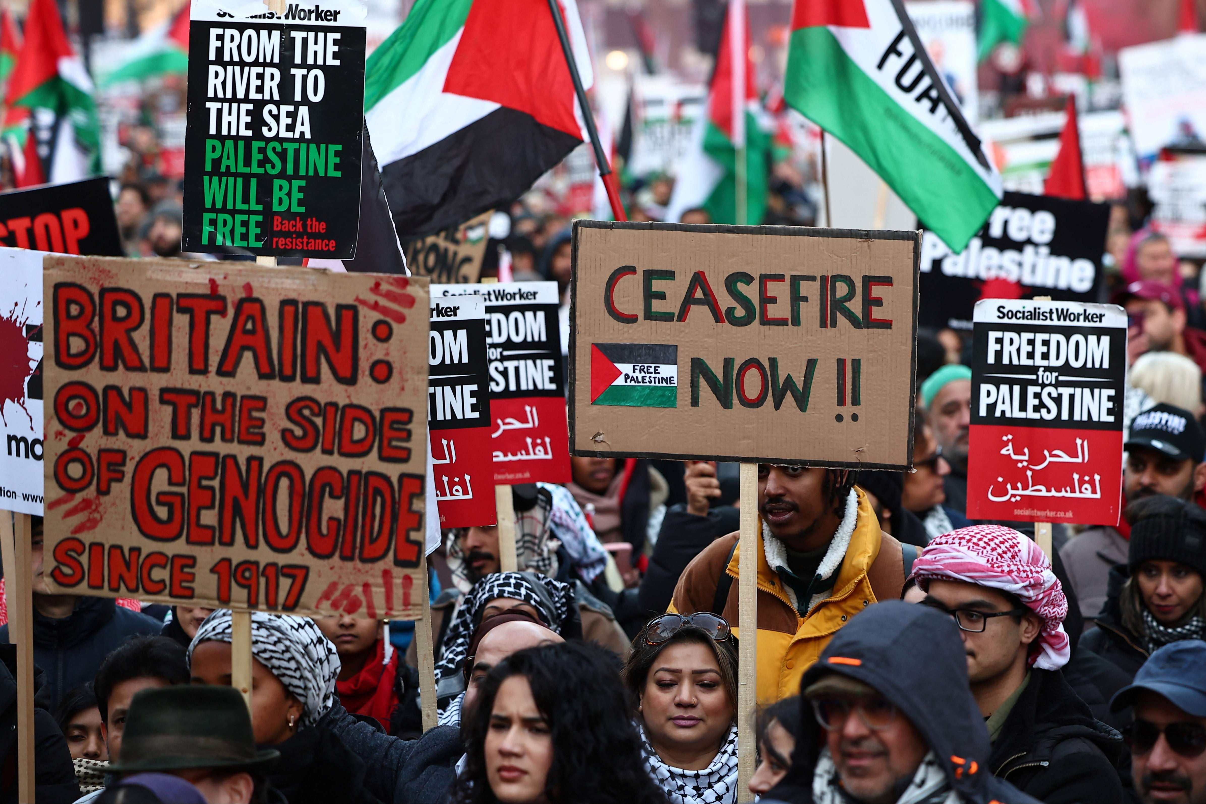 Thousands have attended marches in support of Palestine but certain slogans and chants have been contentious