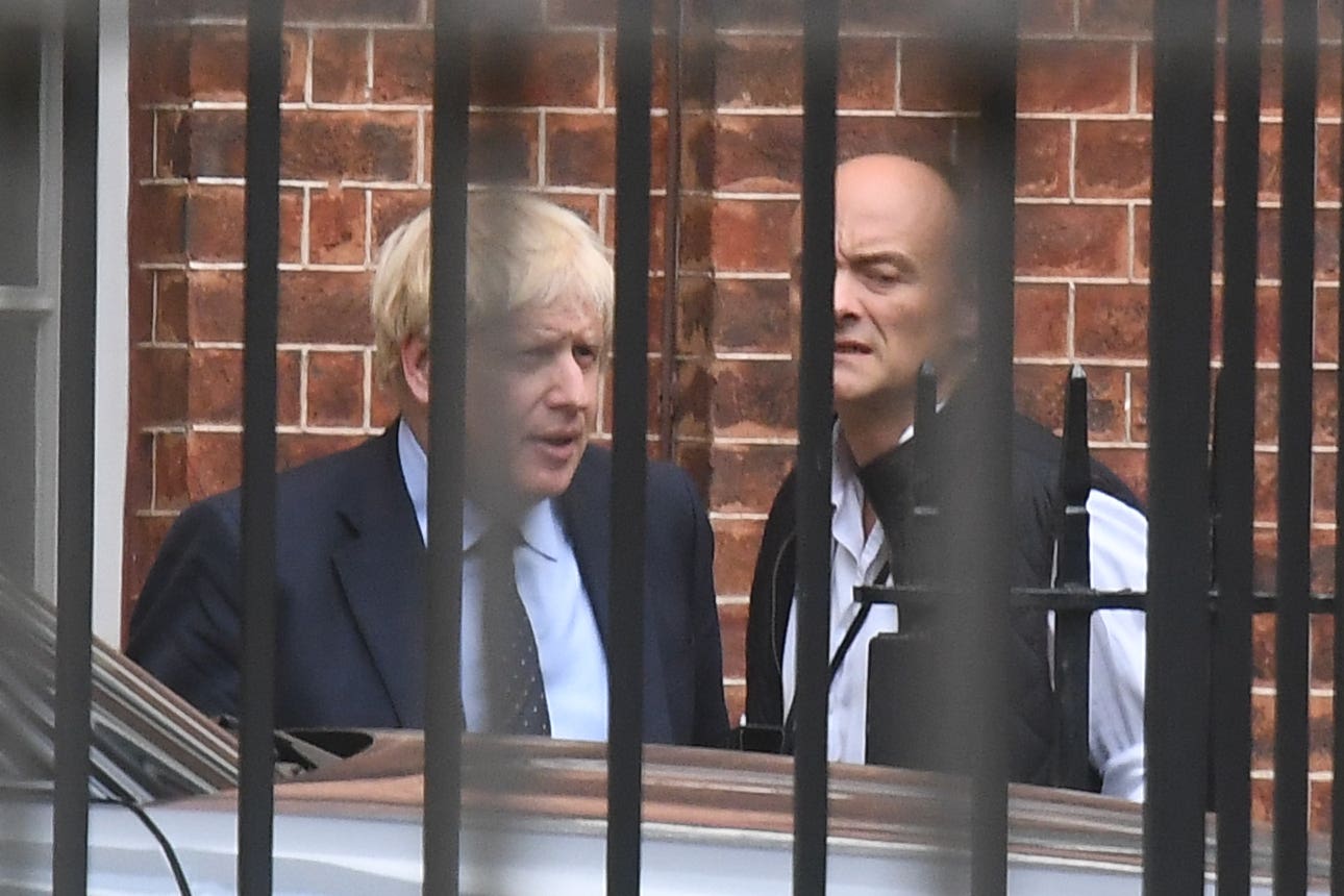 Boris Johnson pictured with his ex-chief adviser Dominic Cummings