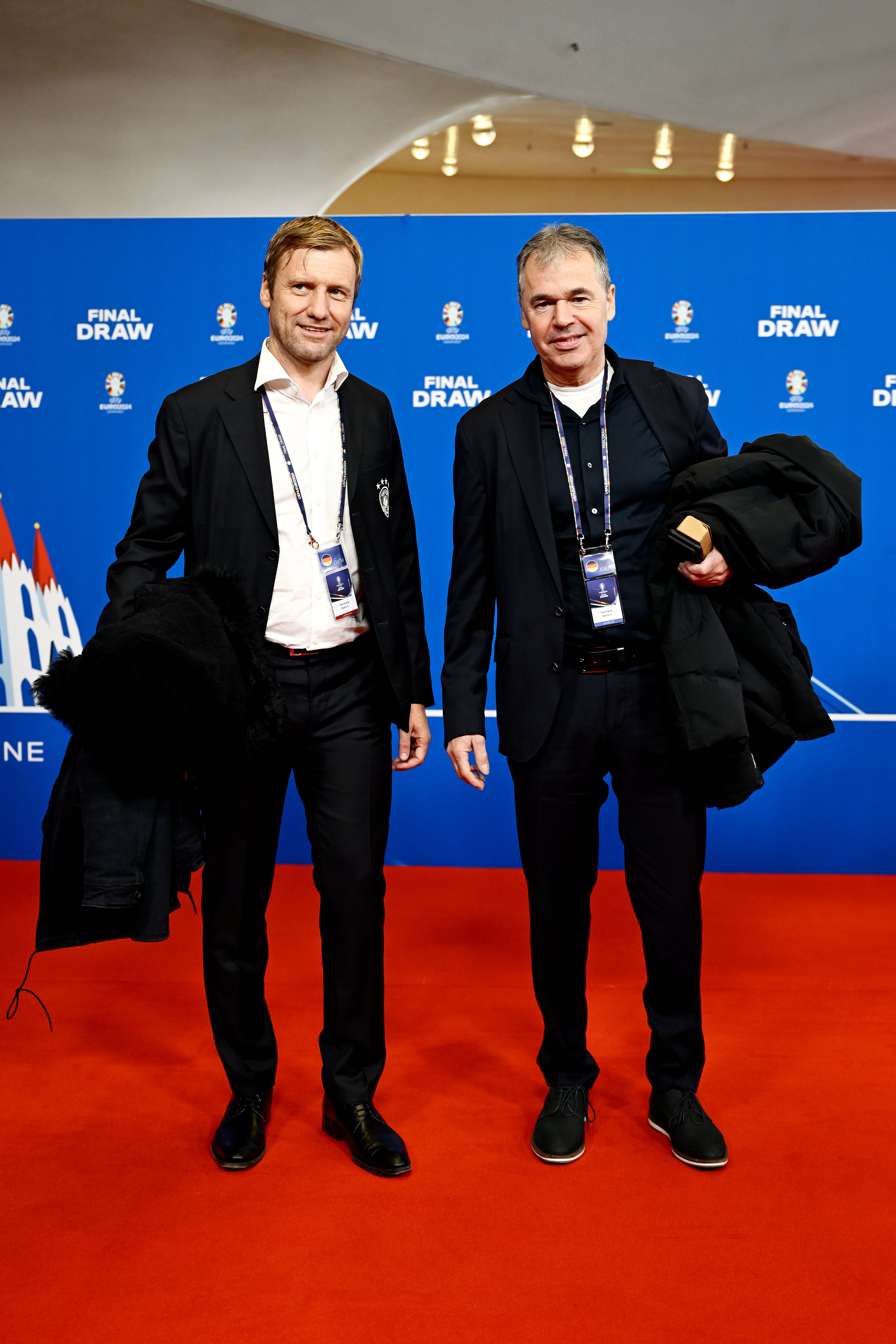 Dr. Holger Blask of the DFB and Andreas Rettig, DFL Chief Executive Officer arrive at the Elbphilharmonie