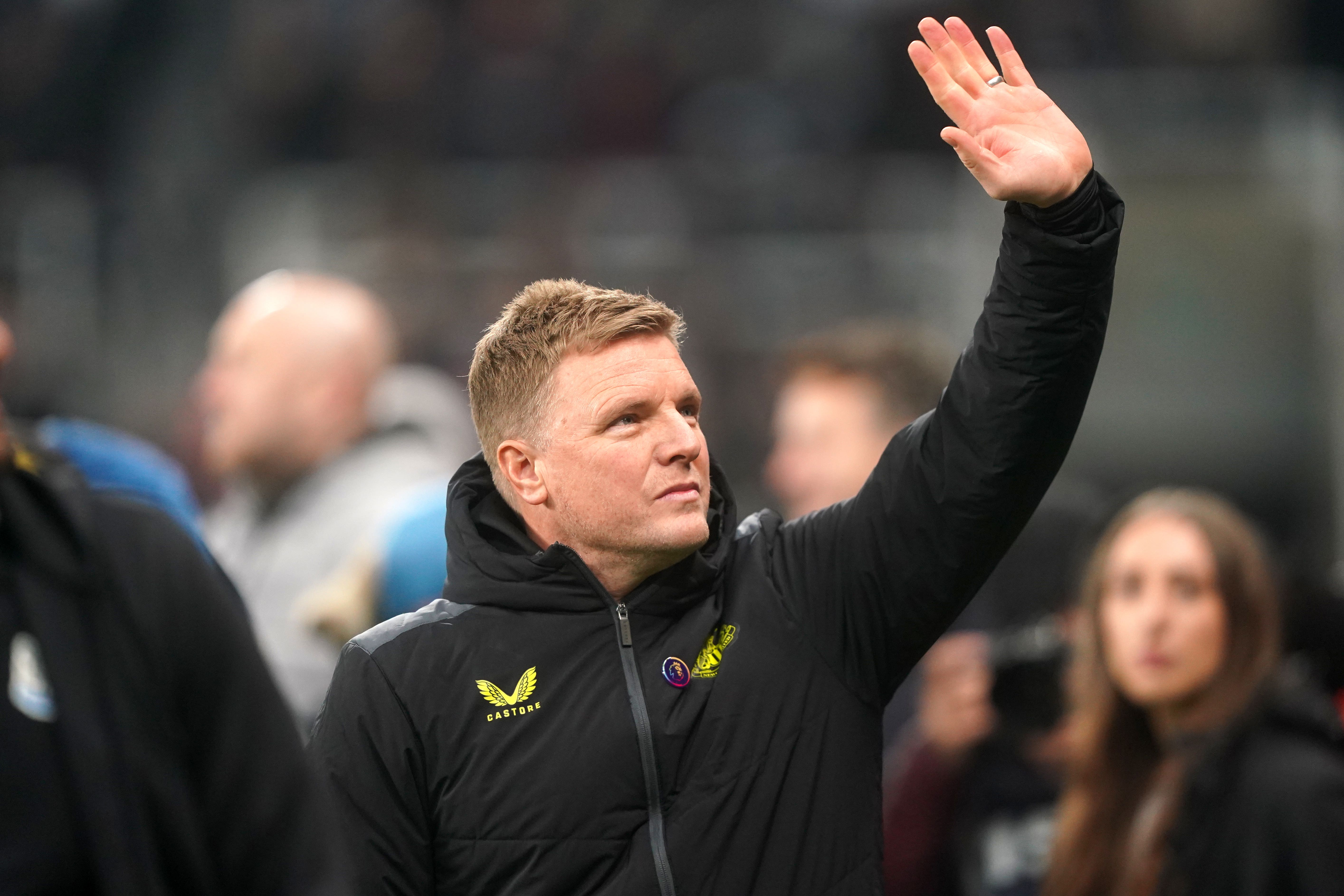 Head coach Eddie Howe enjoyed the perfect end to a difficult week as Newcastle beat Manchester United 1-0 (Owen Humphreys/PA)