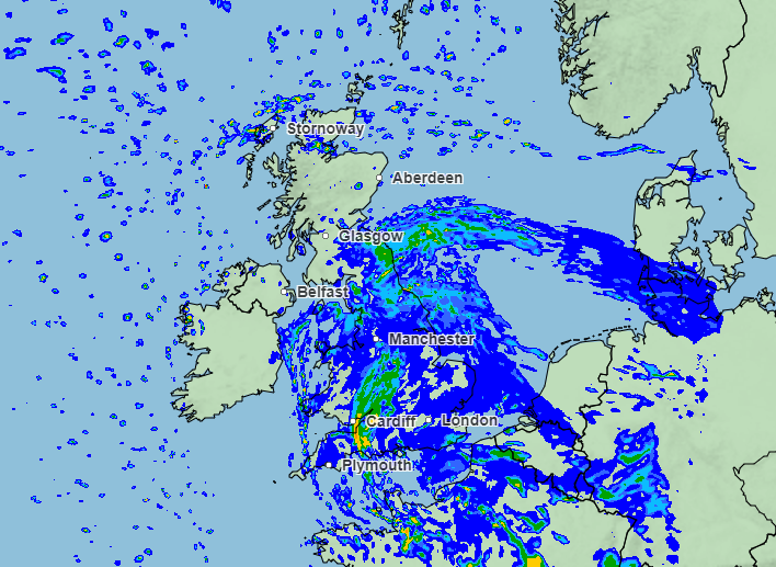 Heavy rainfall is expected to hit the UK throughout Monday with weather warnings issued for the south-west and north-east of England