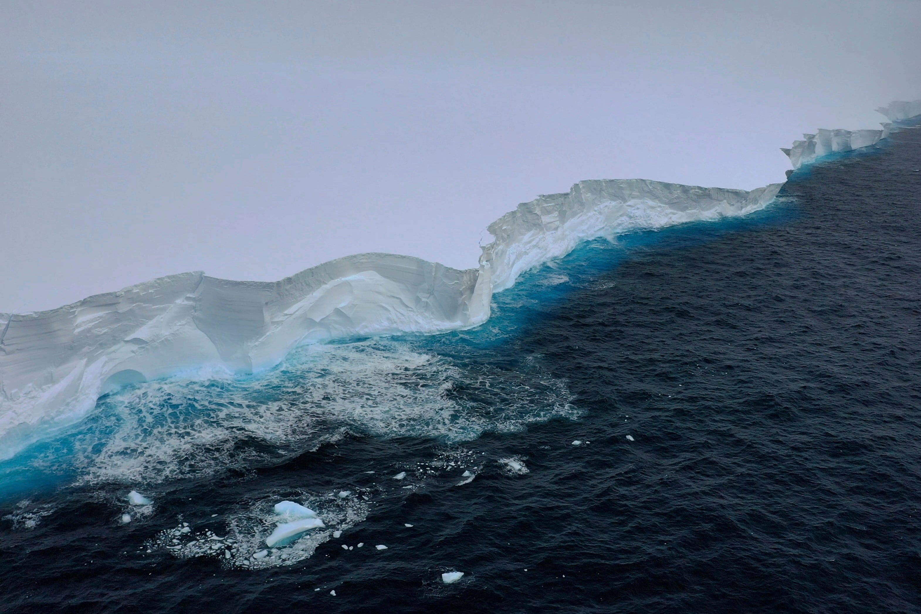 In this handout photo provided by the British Antarctic Survey, a view of the A23a iceberg is seen from the RRS Sir David Attenborough, Antarctica, Friday, 1 Dec 2023