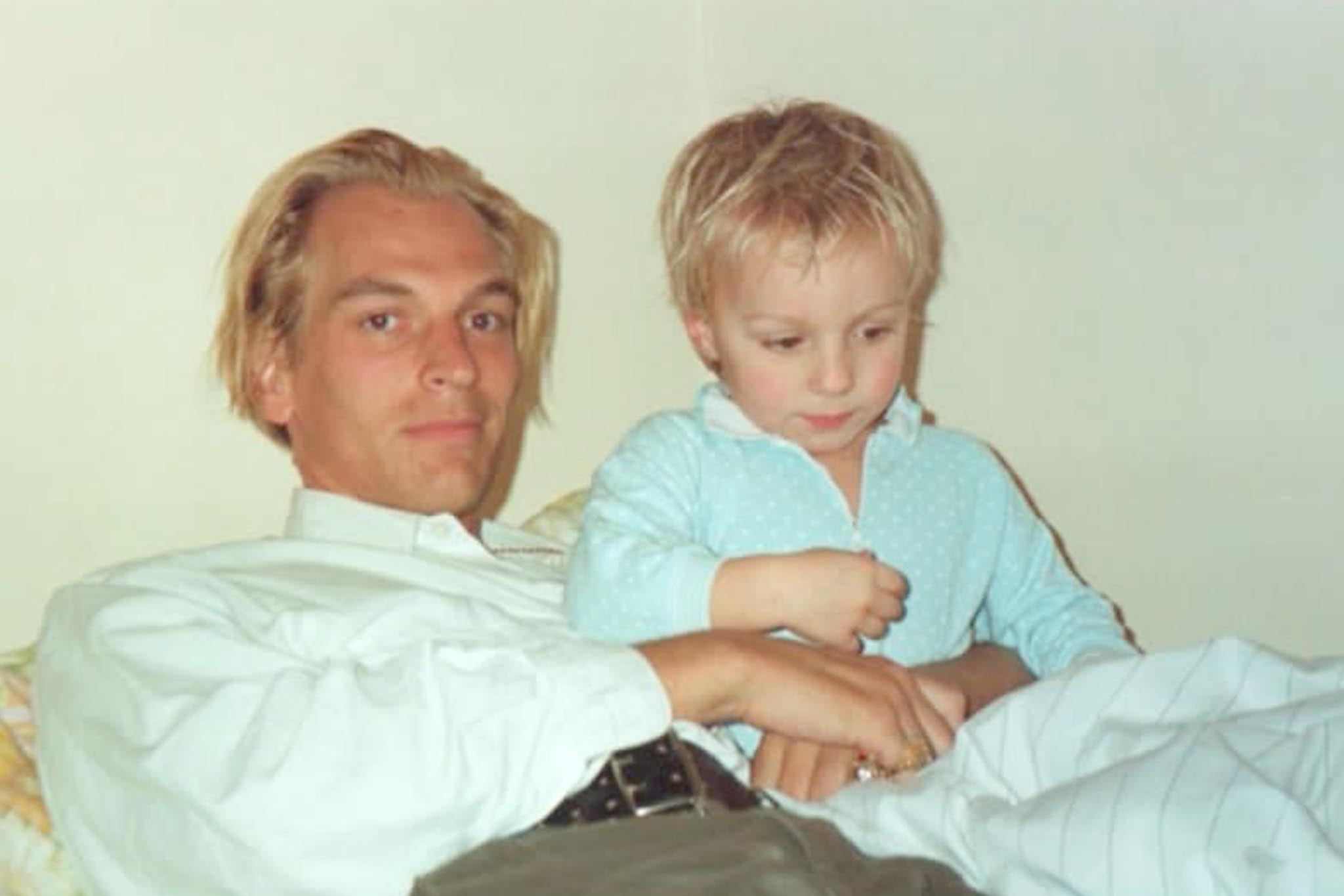 Julian Sands with his son Henry in 1987