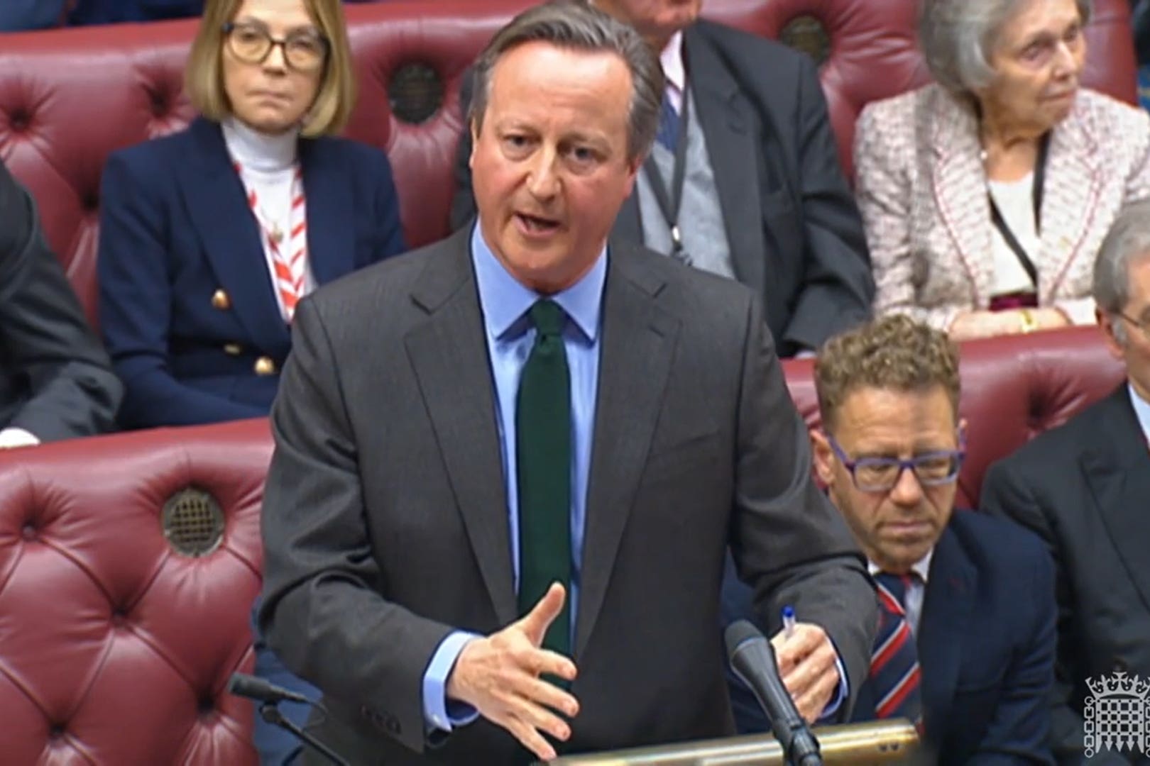 Video grab of Foreign Secretary Lord David Cameron speaking during his first monthly question time in the House of Lords (House of Lords/UK Parliament/PA)