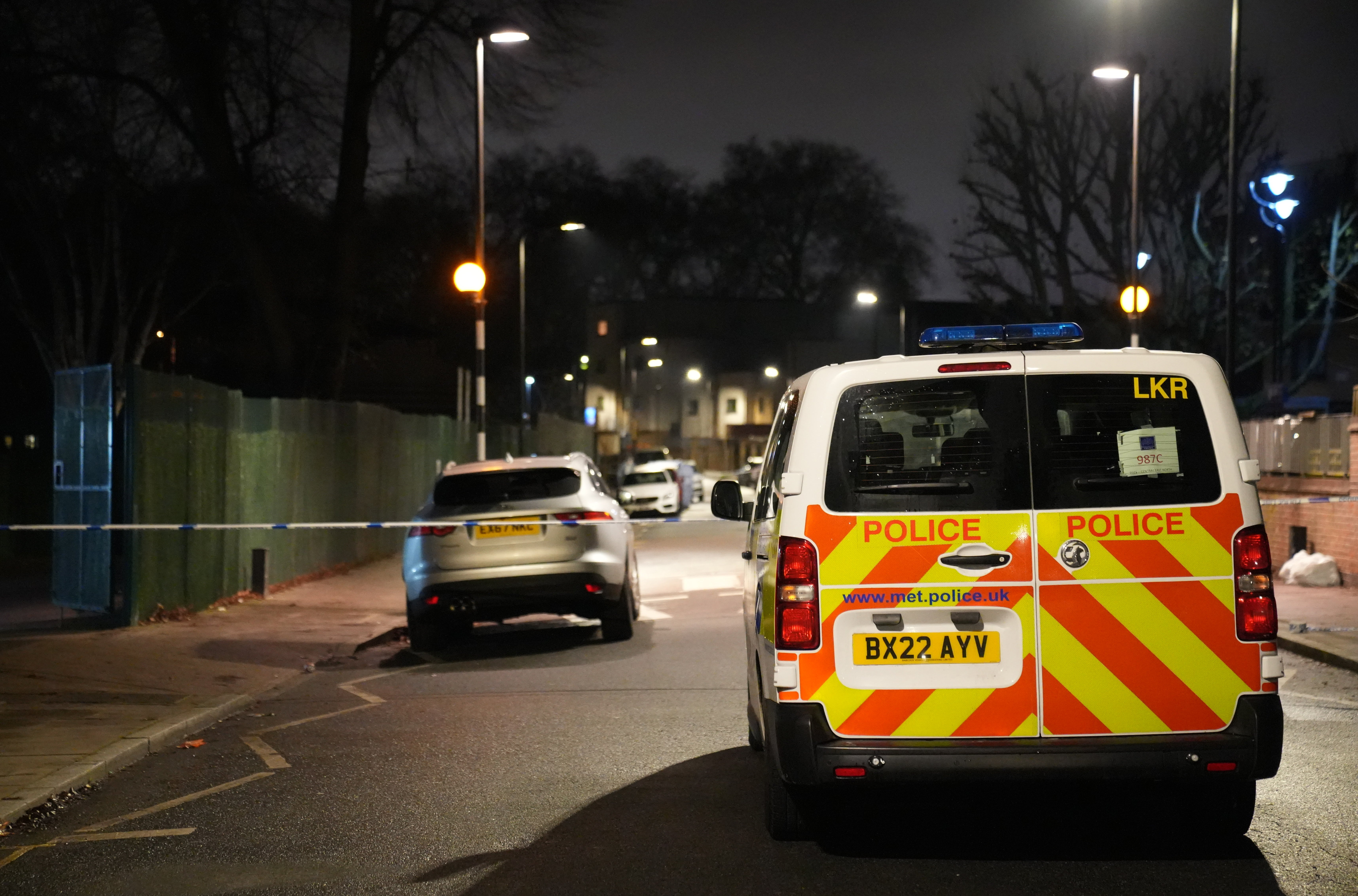 The scene near Vine Close, Hackney, east London