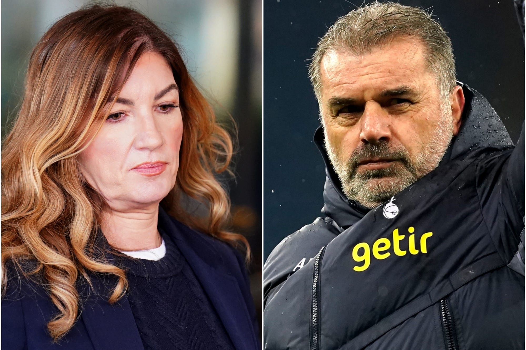 Karren Brady and Ange Postecoglou (PA)