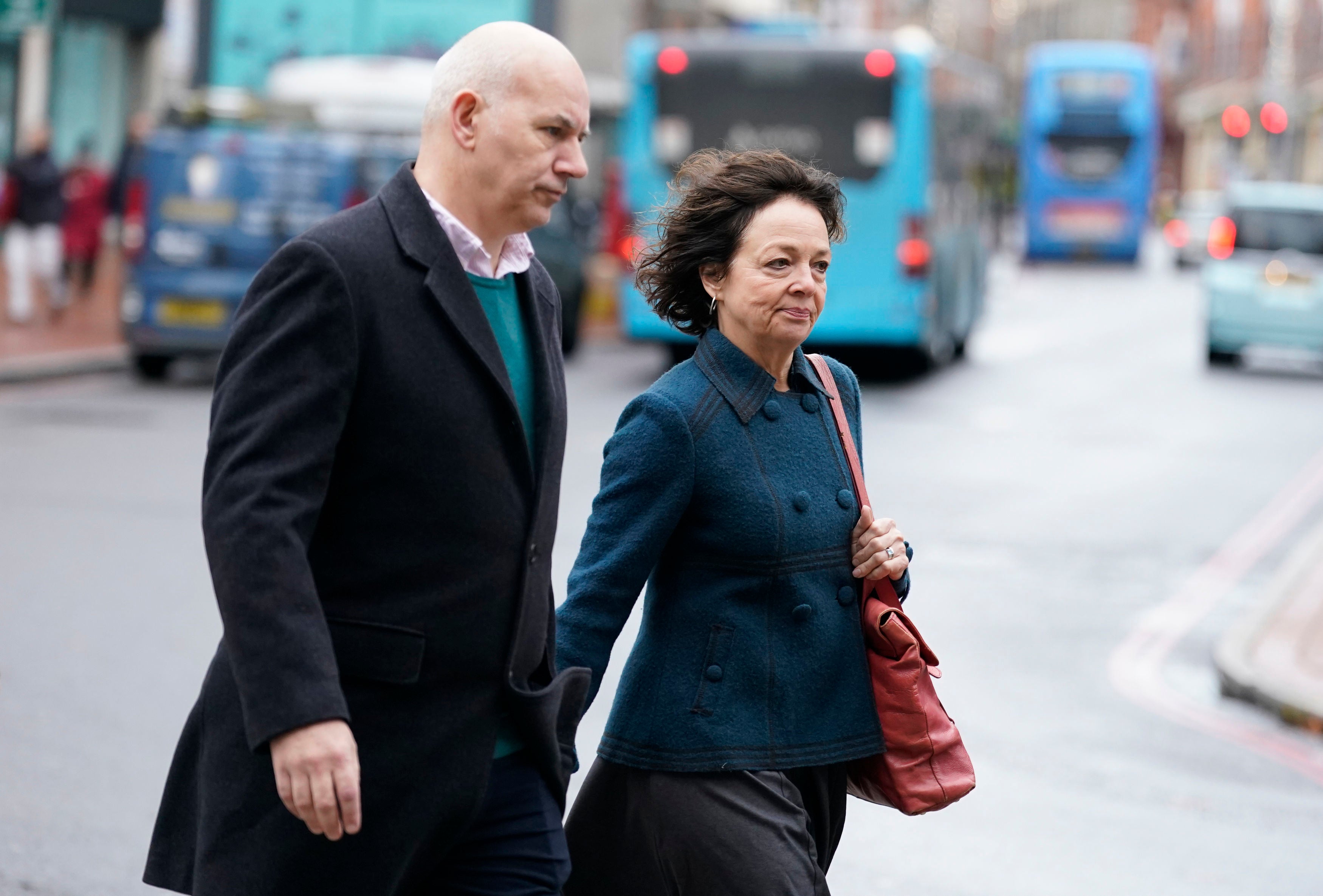 Ruth Perry’s sister Professor Julia Waters arriving at Berkshire Coroner’s Court in Reading