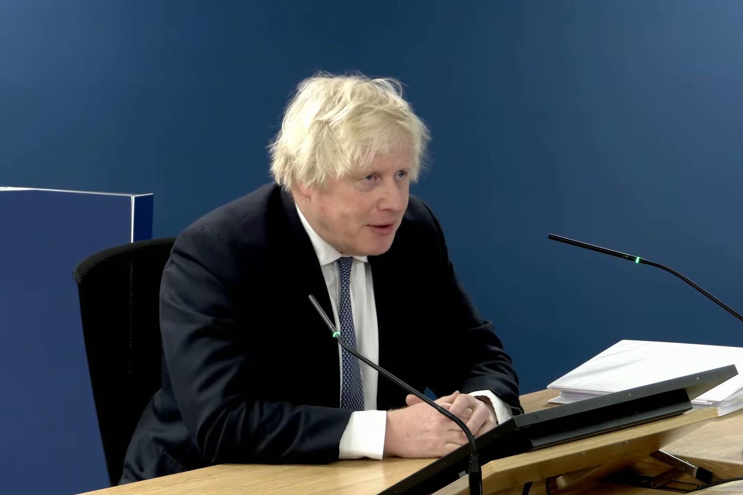 Boris Johnson faced a second day of questioning at Covid-19 inquiry (UK Covid-19 Inquiry/PA)