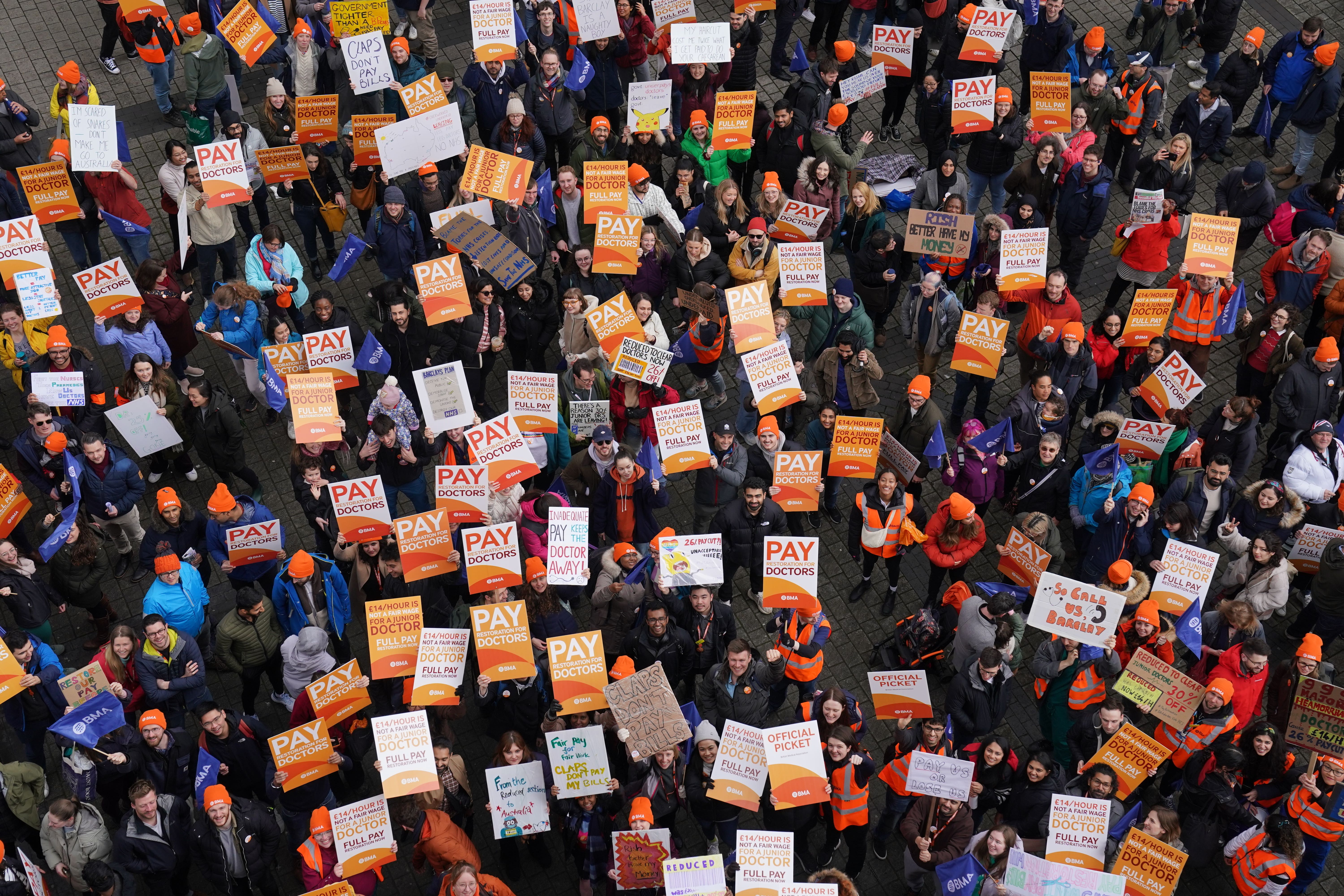 NHS junior doctors taking part in a march and rally in the centre of Birmingham (Jacob King/PA)