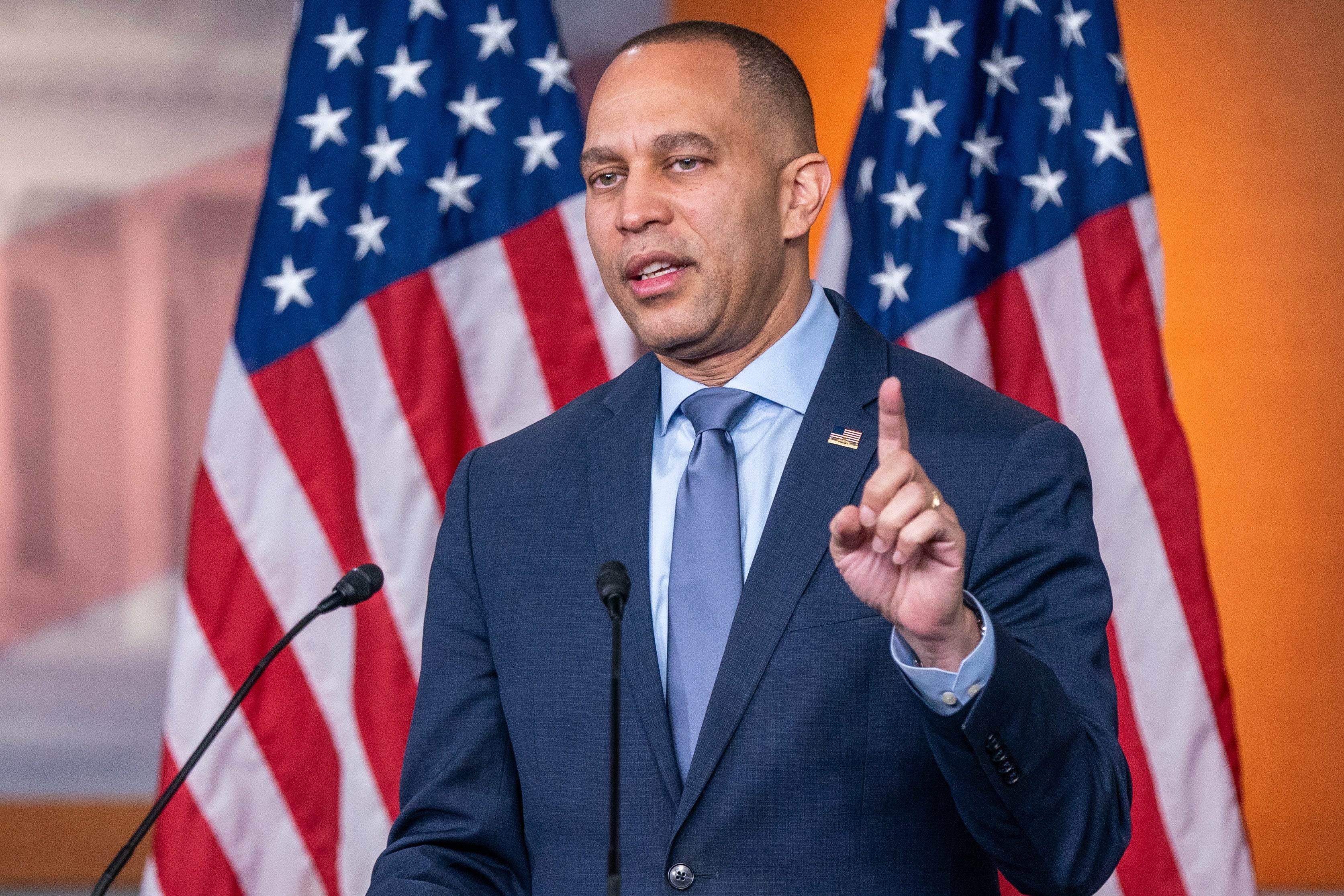 Leader Jeffries had little to tell The Independent about the controversies both Congressman Bowman and Congresswoman Omar are facing