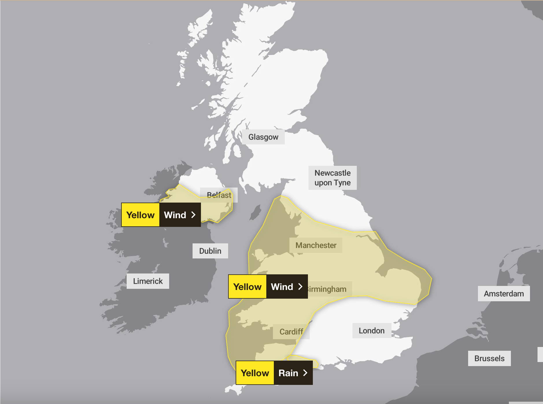 Strong winds and heavy rain is forecast across large swathes of the UK