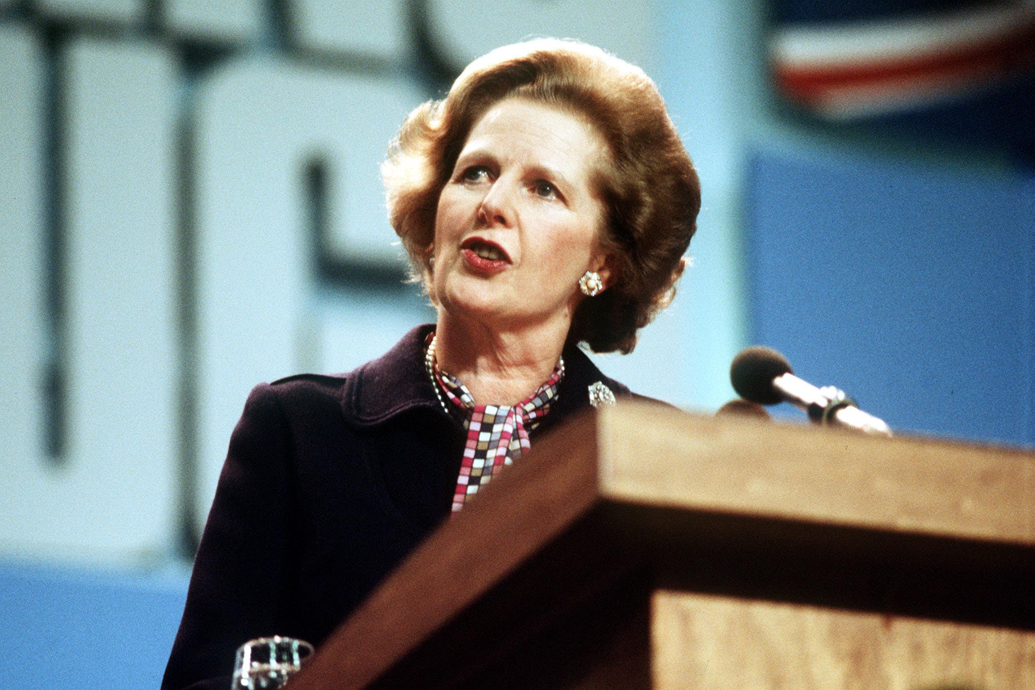 Former prime minister Margaret Thatcher giving a speech during a Conservative Party Conference (PA)