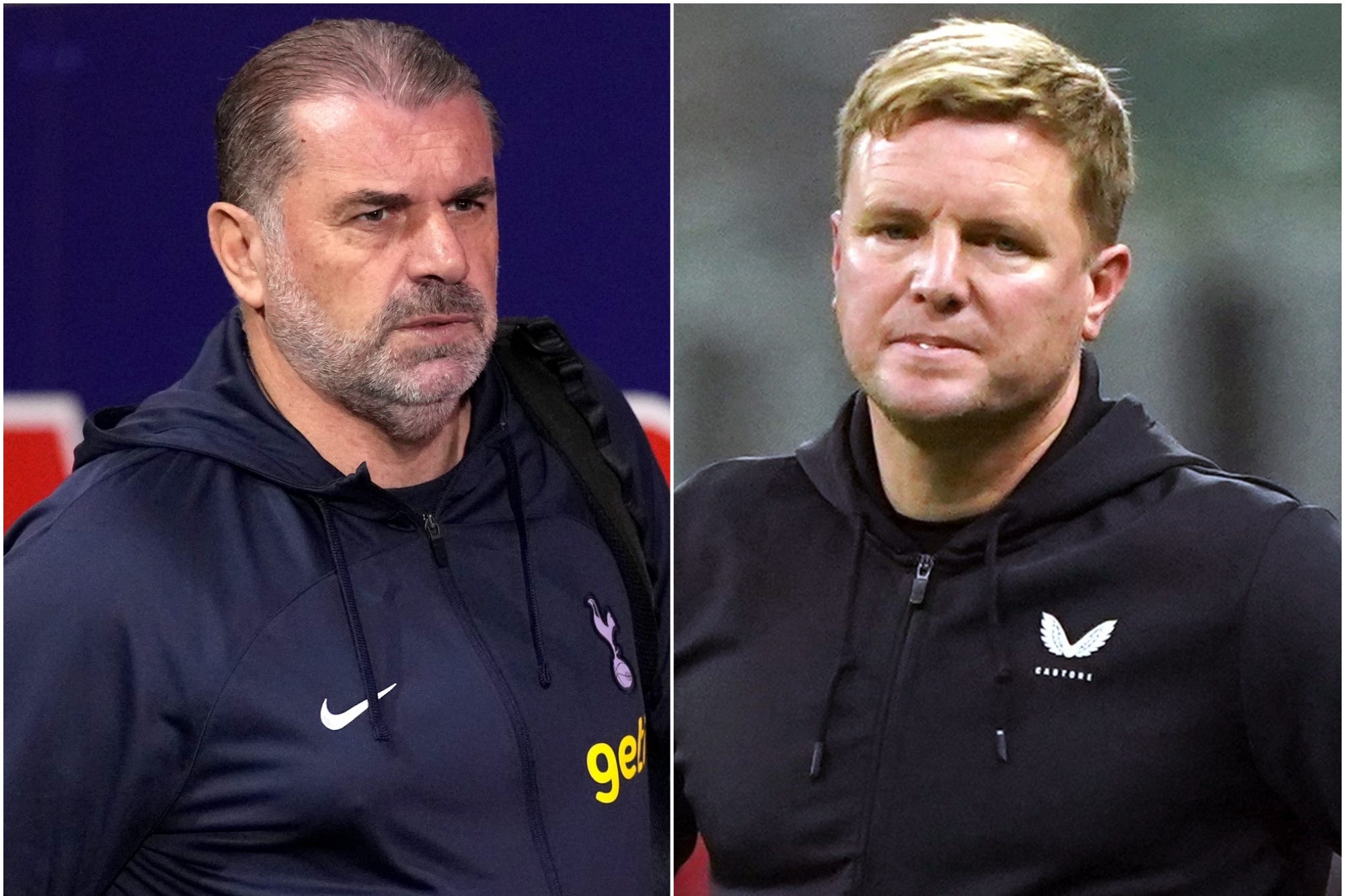 Ange Postecoglou and Eddie Howe (PA)