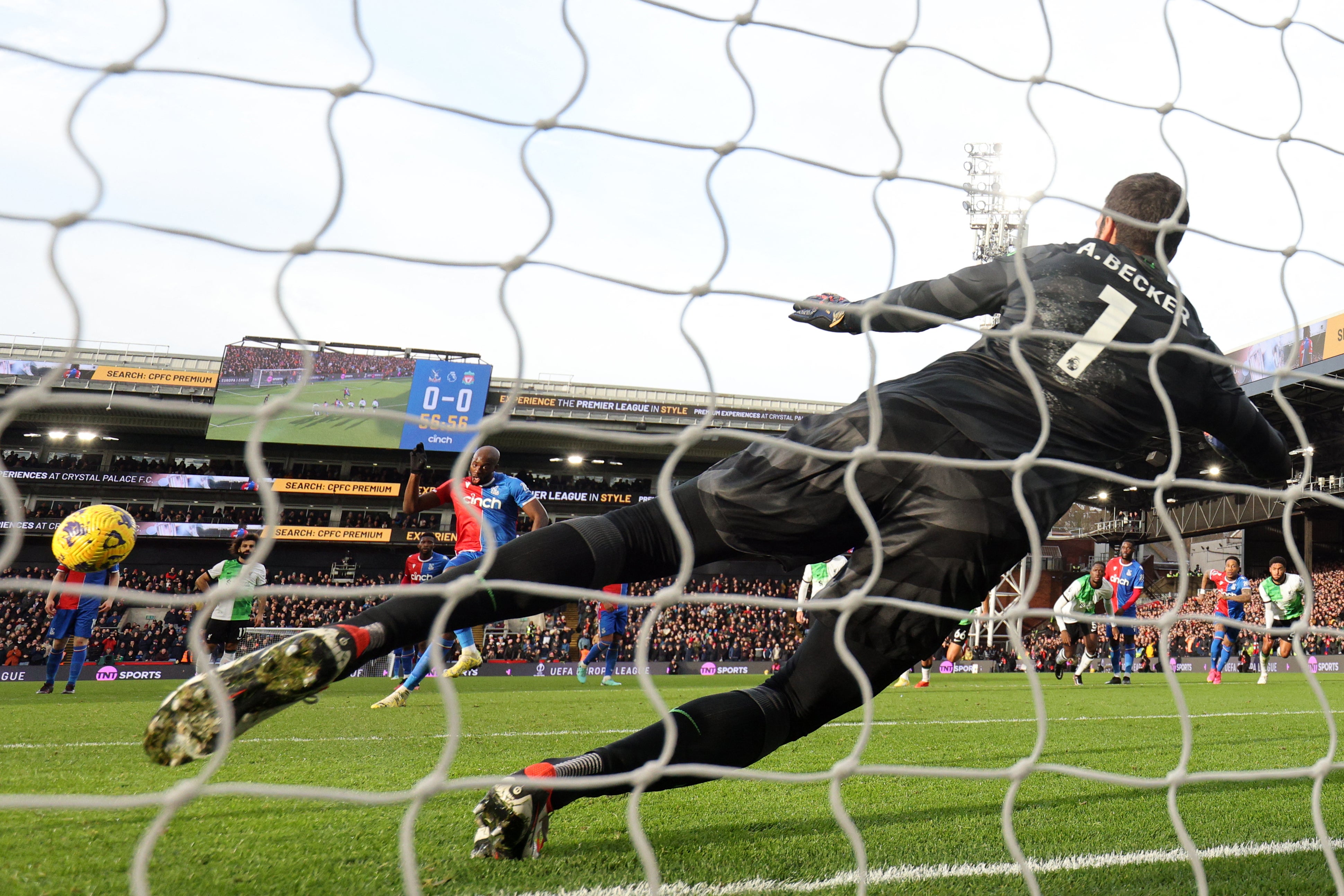 Crystal Palace's Jean-Philippe Mateta scores the opening goal from the penalty spot