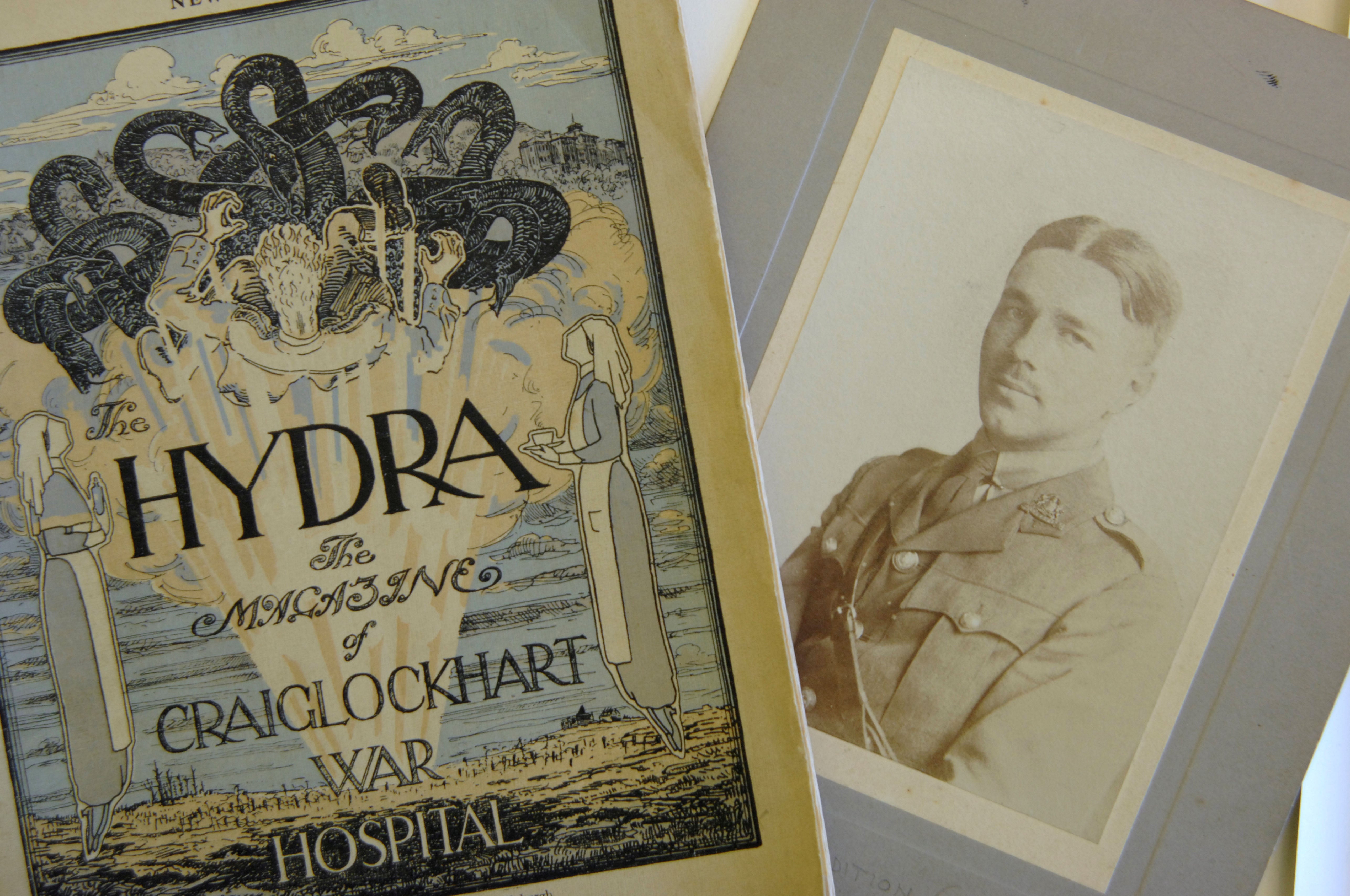 ‘The Hydra’ was a magazine made by patients at Craiglockhart hospital; beside a picture of poet Wilfred Owen
