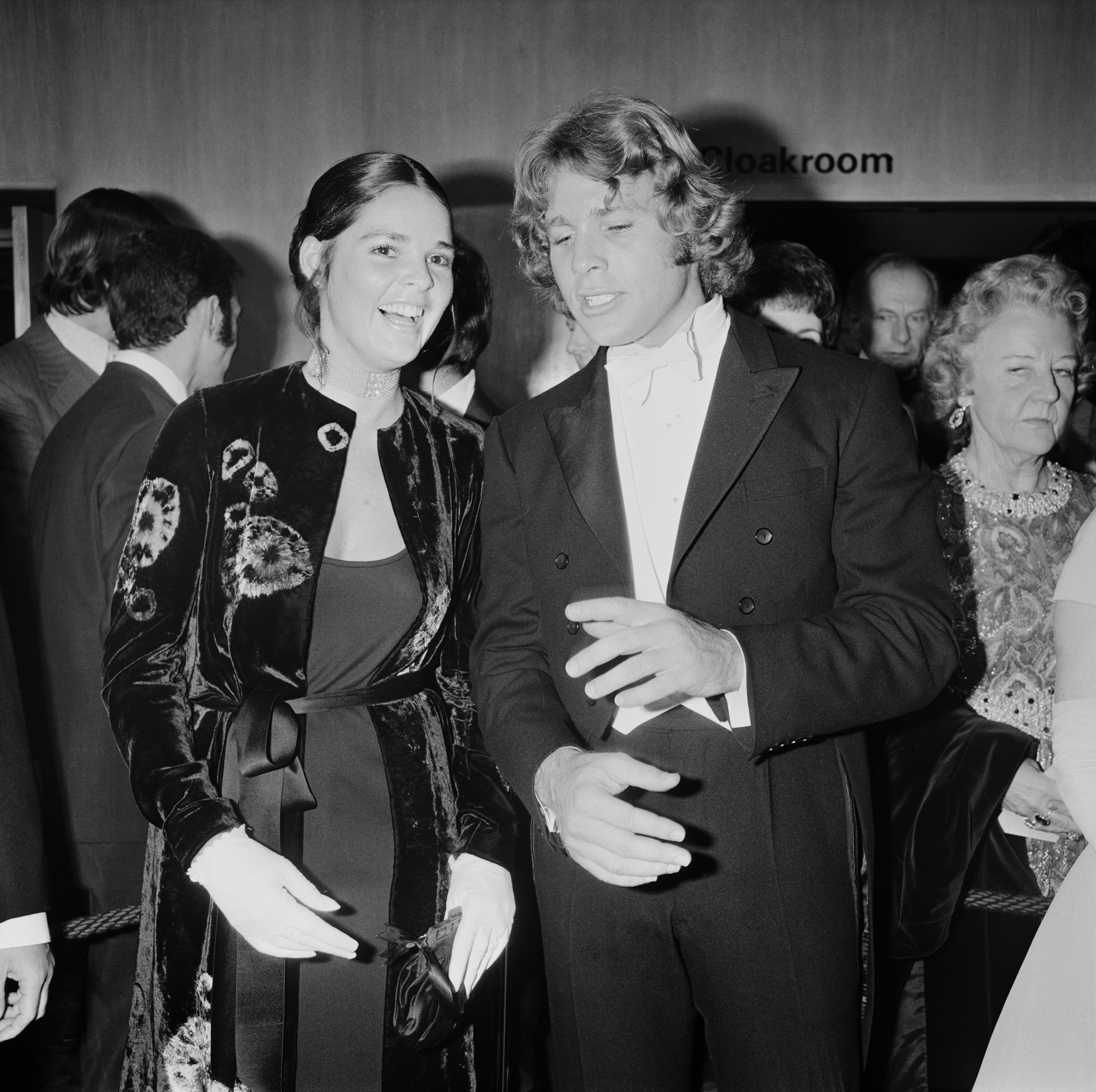 Ali MacGraw and Ryan O'Neal at the premiere of Love Story at the Odeon Leicester Square, London, on 8 March 1971