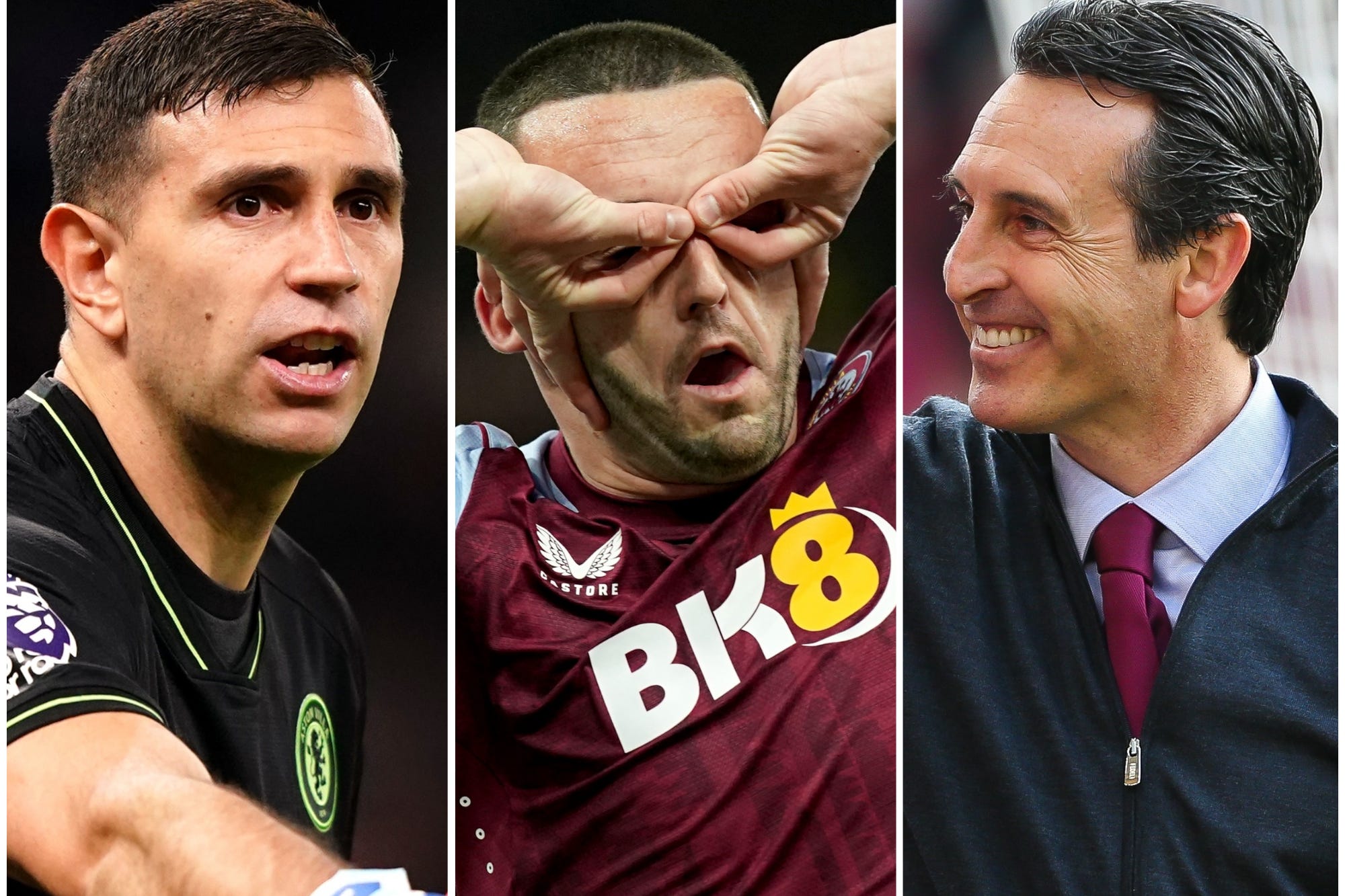 Emiliano Martinez, John McGinn and Unai Emery are enjoying their season at Aston Villa ( John Walton/PA/Jacob King/PA/ Barrington Coombs/PA)