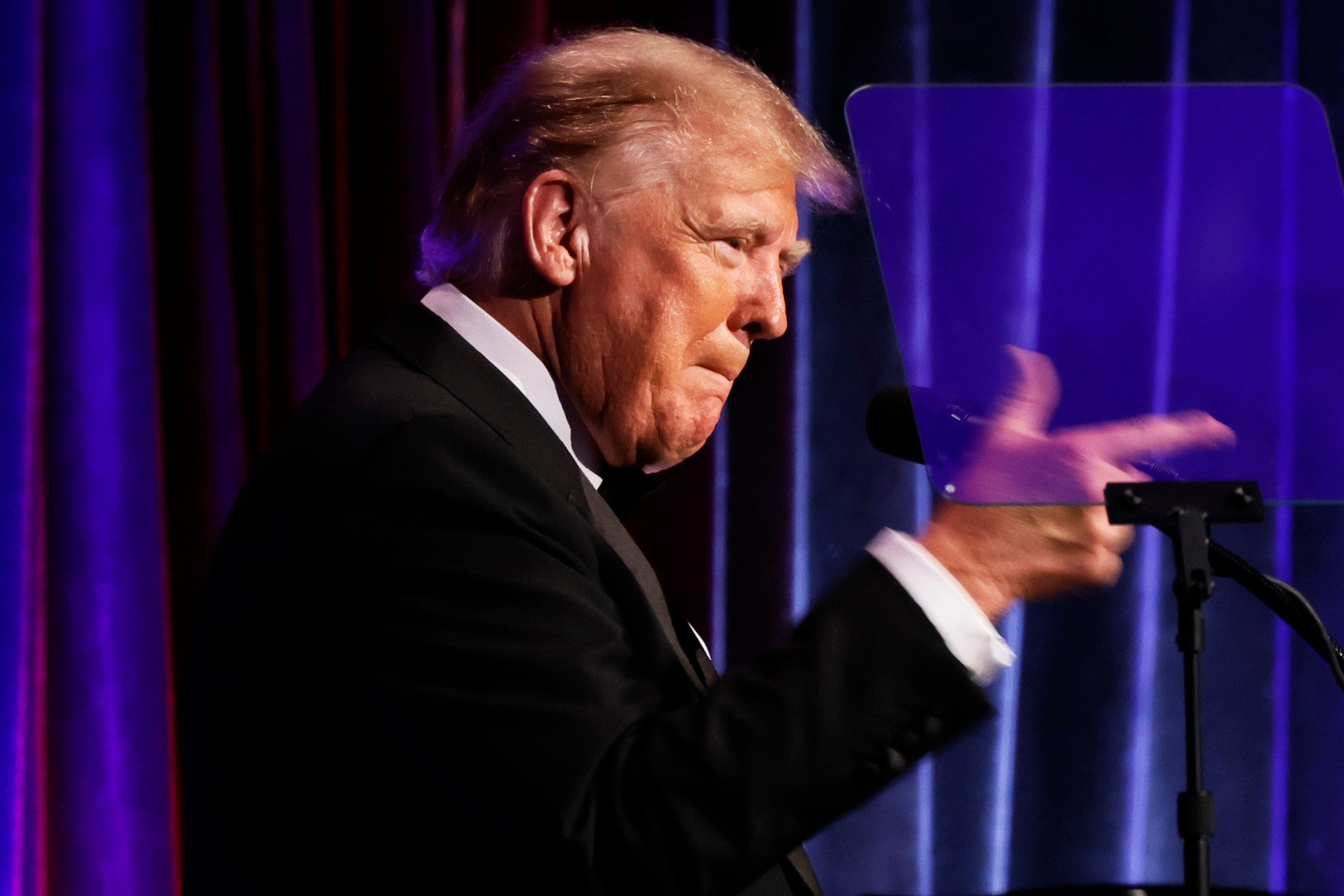 Former President Donald Trump speaks at the New York Young Republican Club Gala at Cipriani Wall Street on 9 December where he made his “dictator” comment