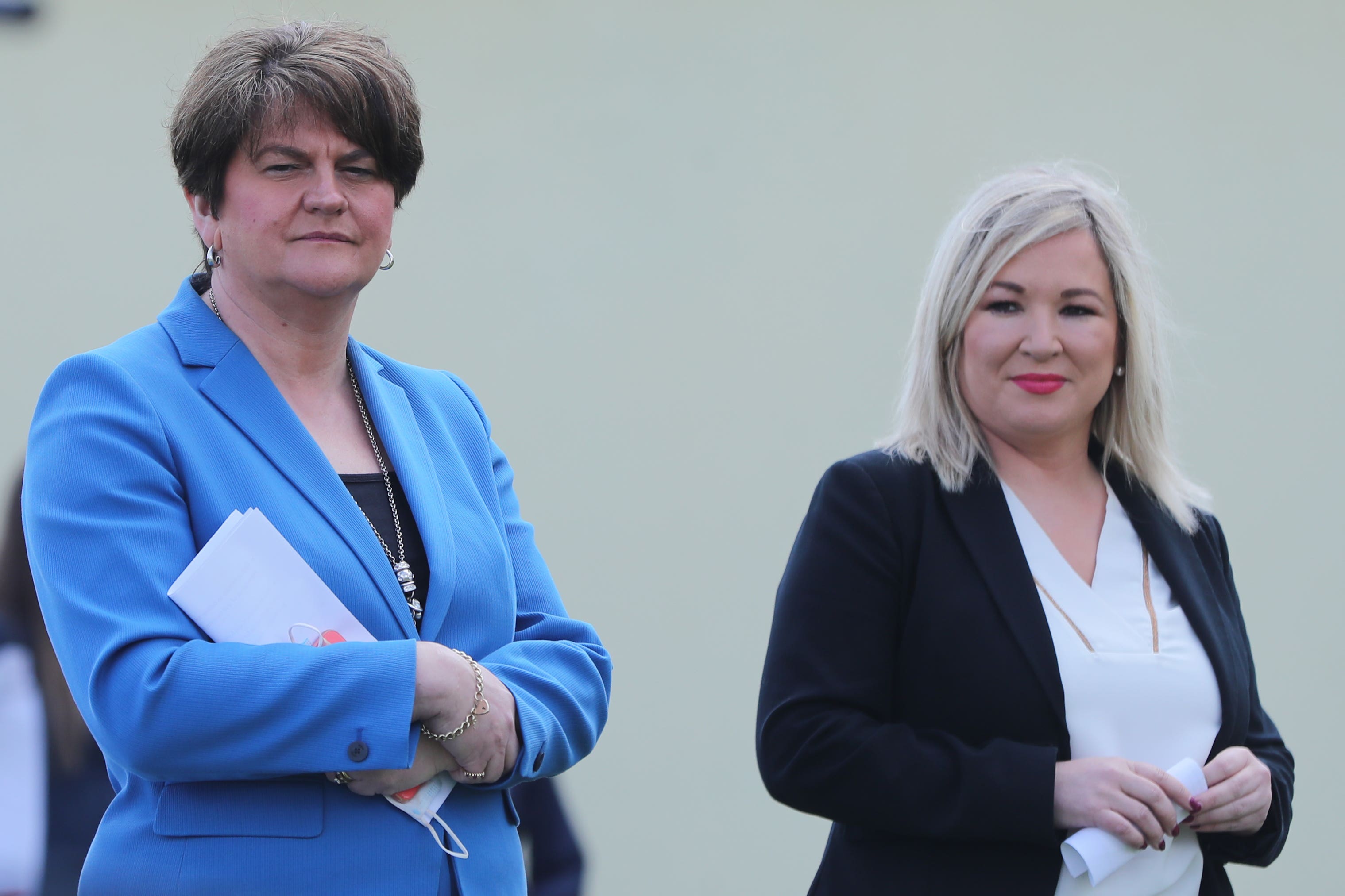 Former first minister Baroness Arlene Foster, left, and deputy first minister Michelle O’Neill’s devices were among those affected, counsel to the inquiry said (Niall Carson/PA)