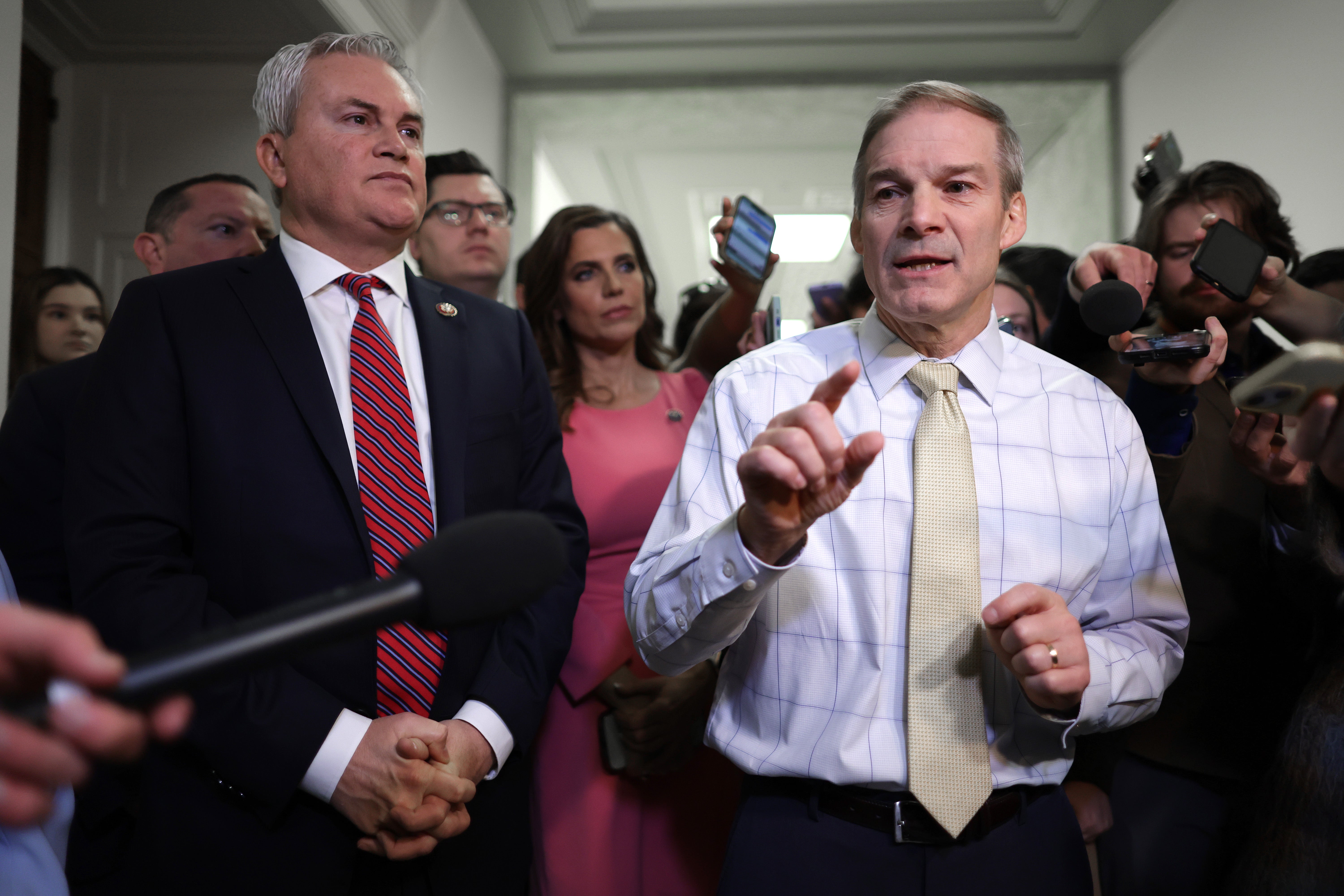 James Comer, left, and Jim Jordan are leading the impeachment probe against President Biden. Jordan himself has refused to honour a subpoena