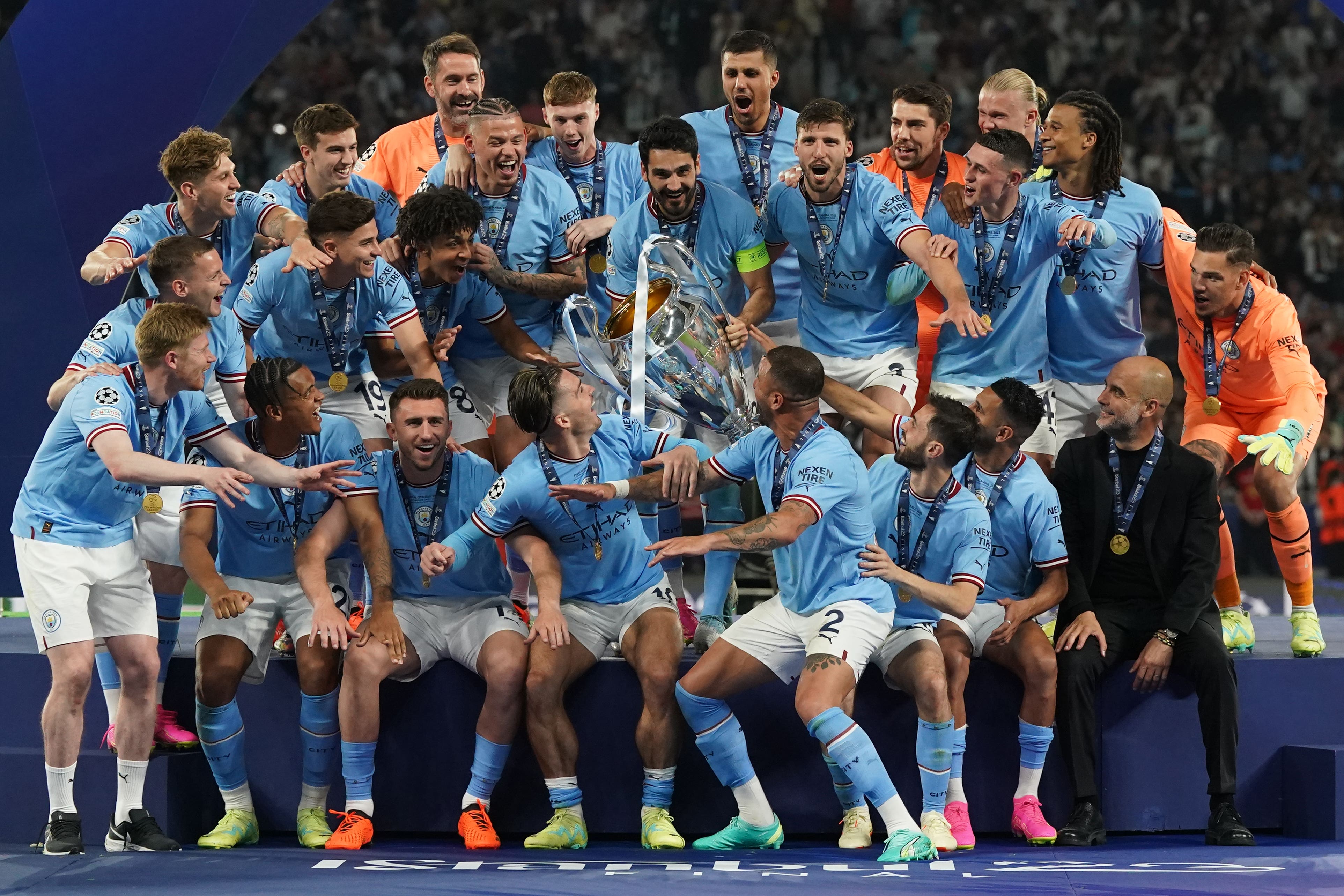 Manchester City won a glorious treble in 2023 (Nick Potts/PA)