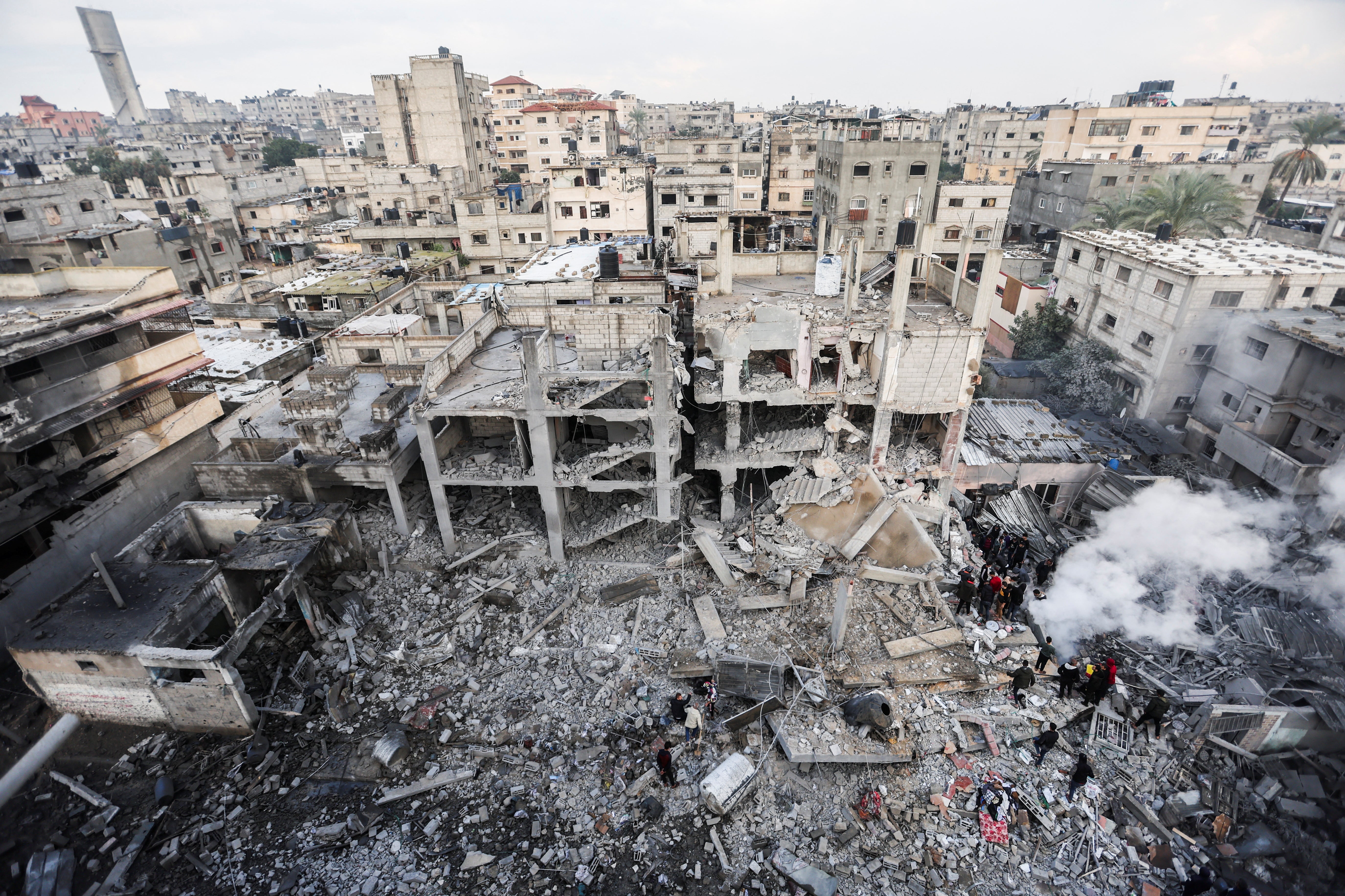 Khan Younis in rubble following Israeli attacks on southern Gaza, where forces said Hamas leader Sinwar was hiding