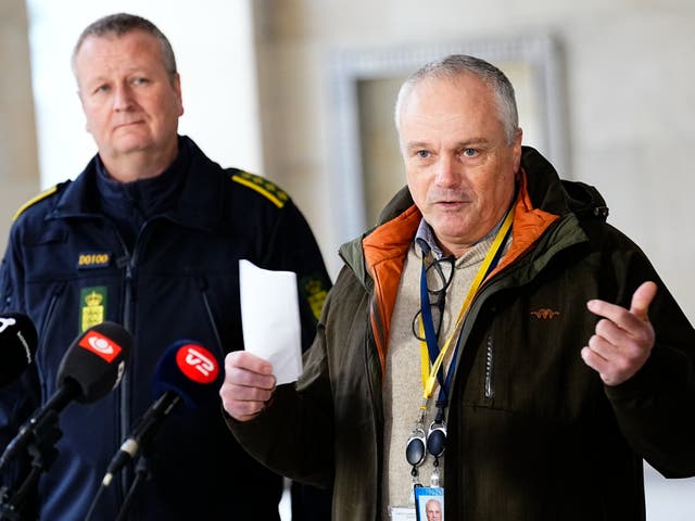 <p>Police chiefs Flemming Drejer and Peter Dahl in Copenhagen </p>