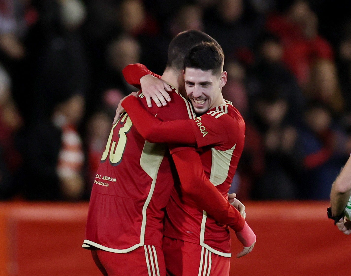 Aberdeen's Slobodan Rubezic and Ester Sokler celebrate after the match