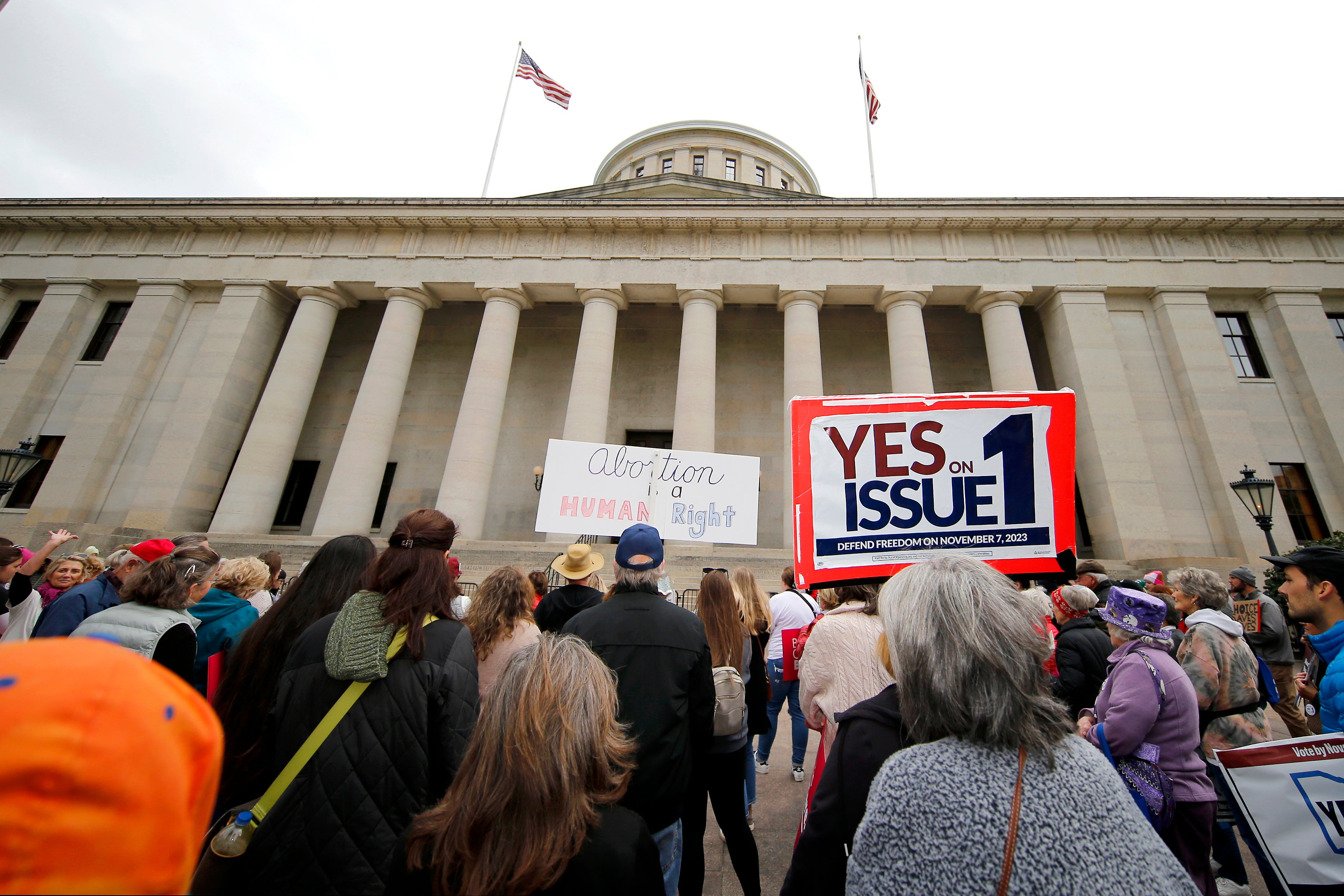 Protesters attend a rally for the Right to Reproductive Freedom amendment in Ohio last year