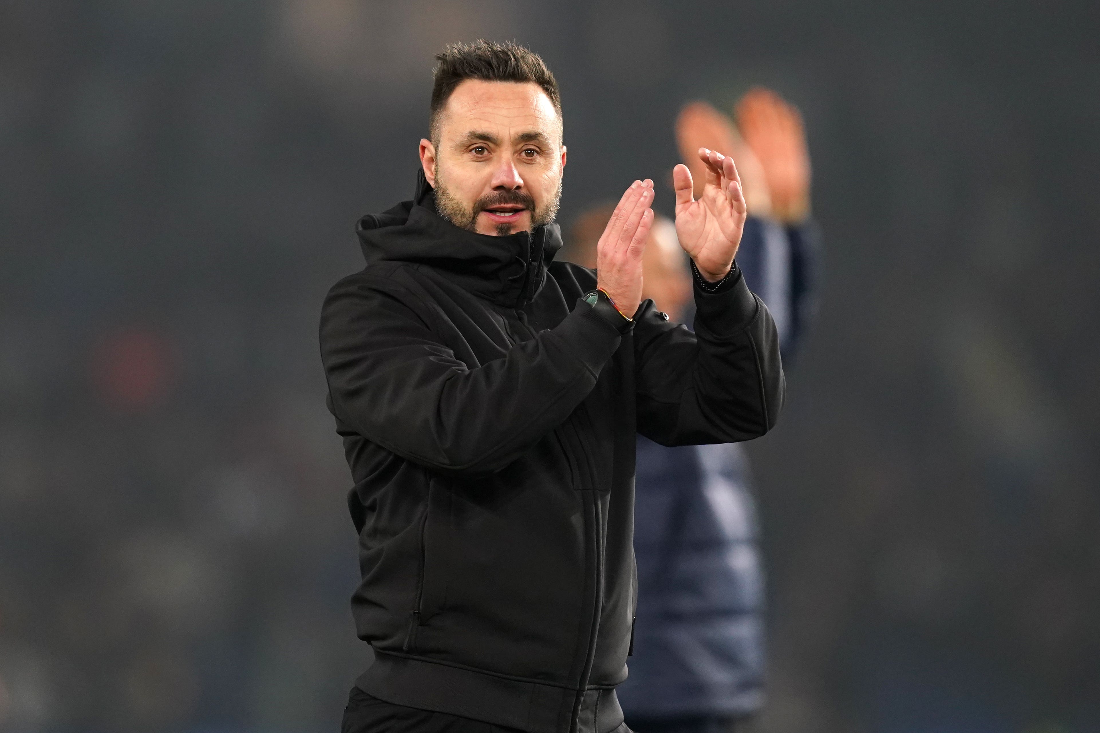 Brighton manager Roberto De Zerbi celebrates after his side’s victory (Gareth Fuller/PA)