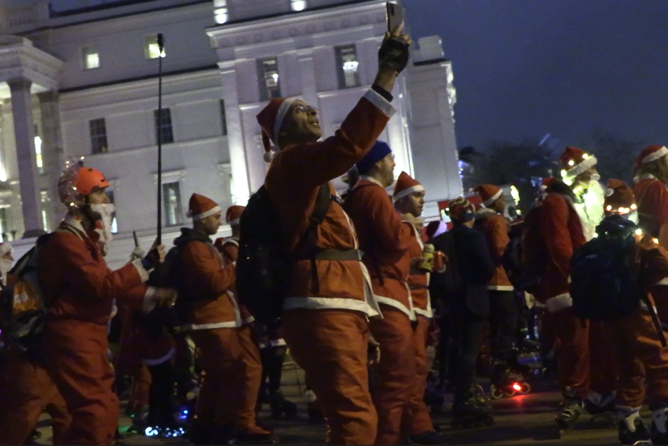 Skaters took over London streets for a festive skate (Danielle Desouza/PA)