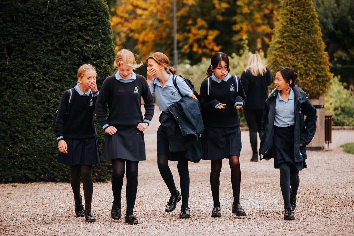 A group of Gordonstoun students walk through the school grounds. (Gordonstoun/PA)