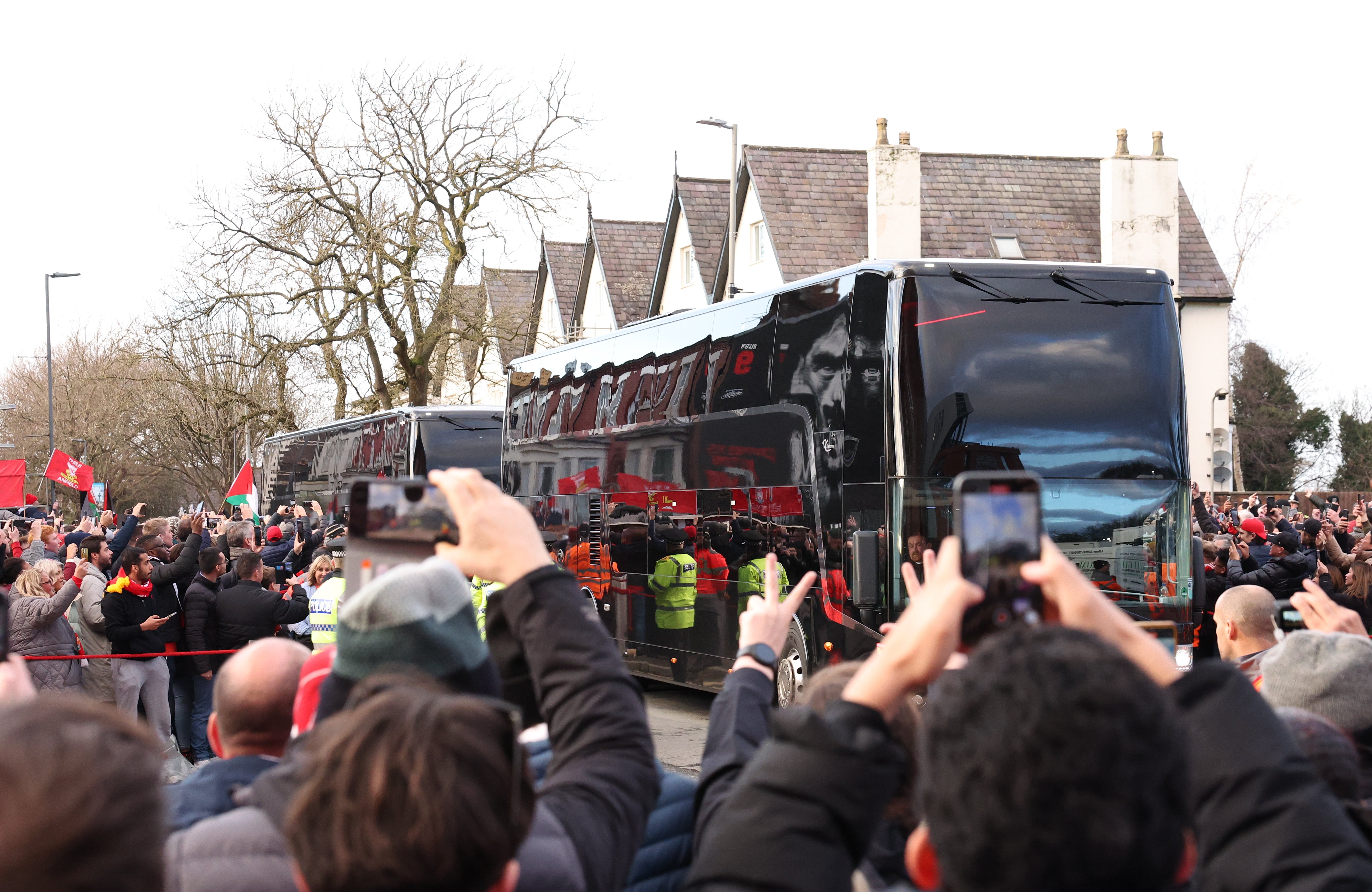 The Manchester United bus was damaged as it made its way to Anfield