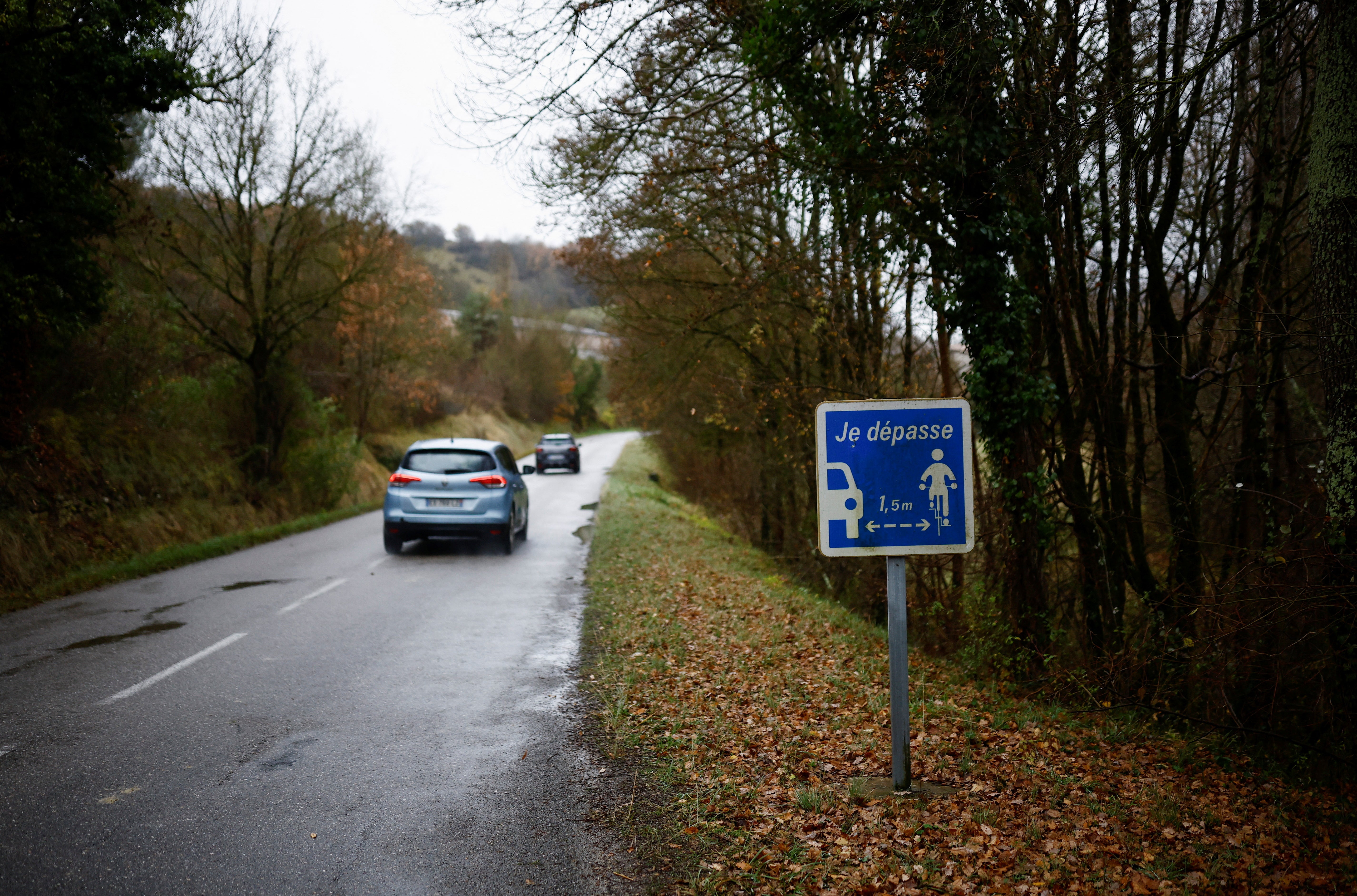 The D16 road in Chalabre where Alex Batty, who disappeared six years ago in Spain, was found by a delivery driver