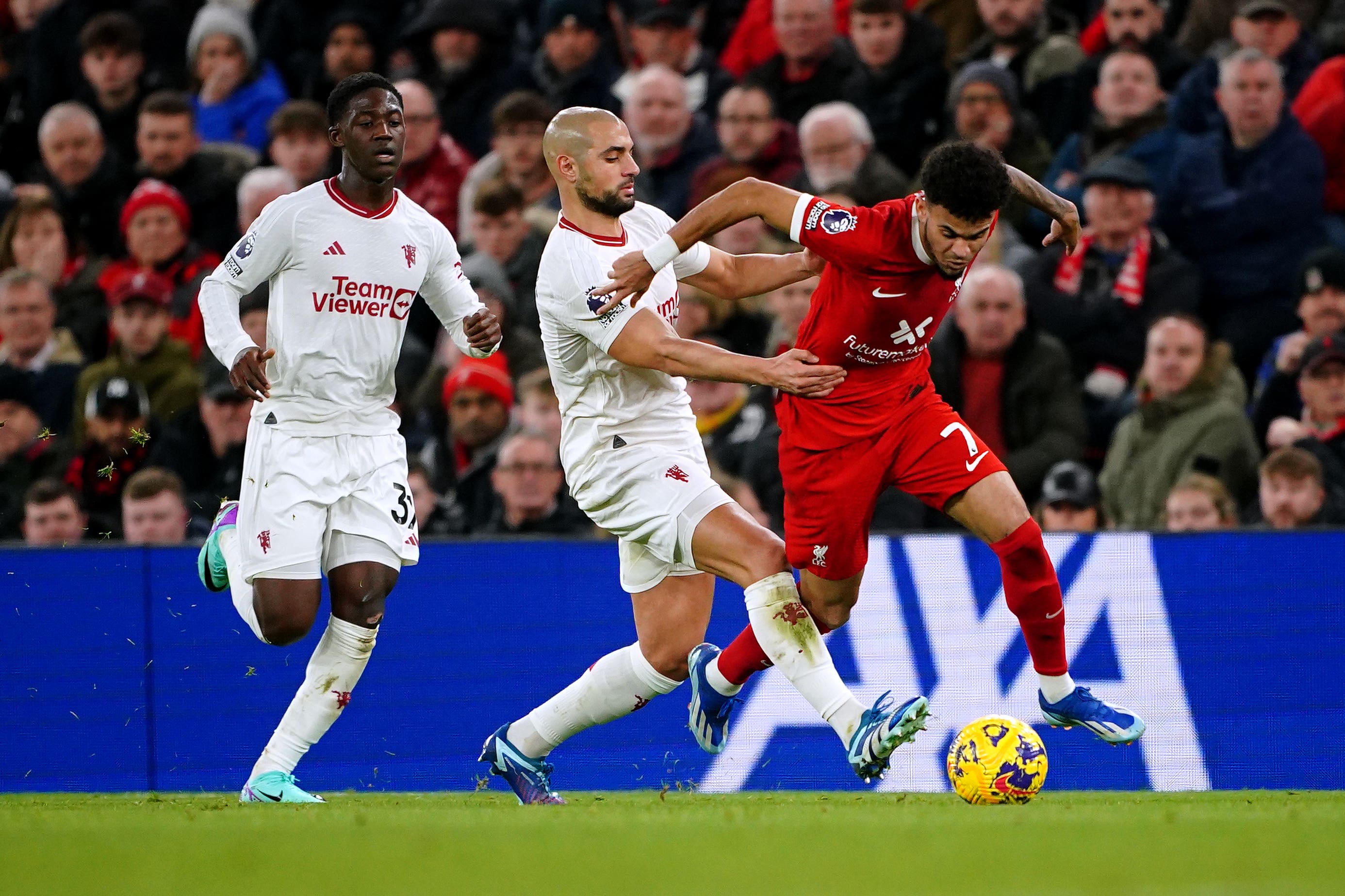 Manchester United ended Liverpool’s 100 per cent record this season at Anfield (Peter Byrne/PA)