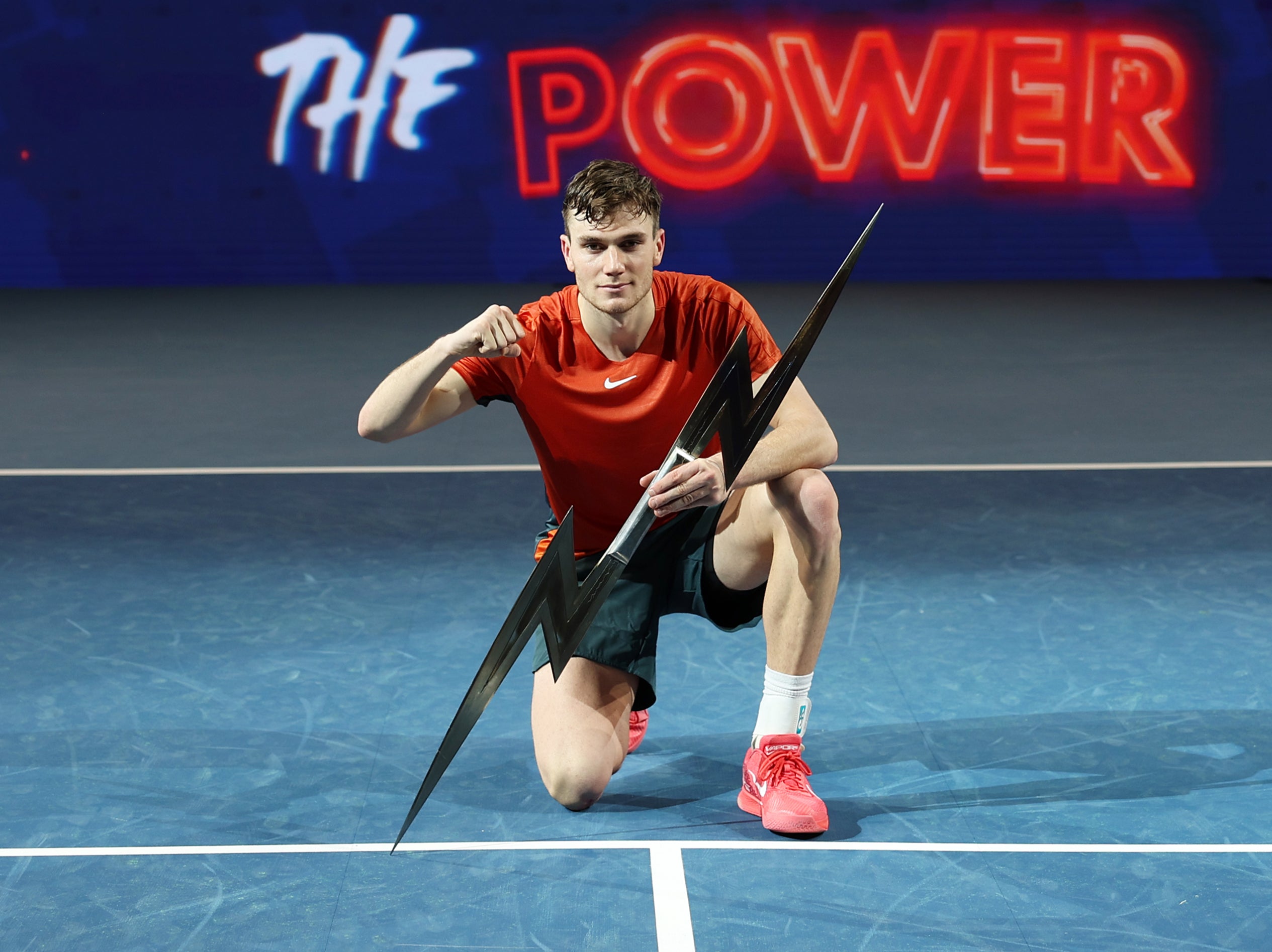 Britain’s Jack Draper celebrates with the UTS Grand Final title - tennis ‘reimagined’