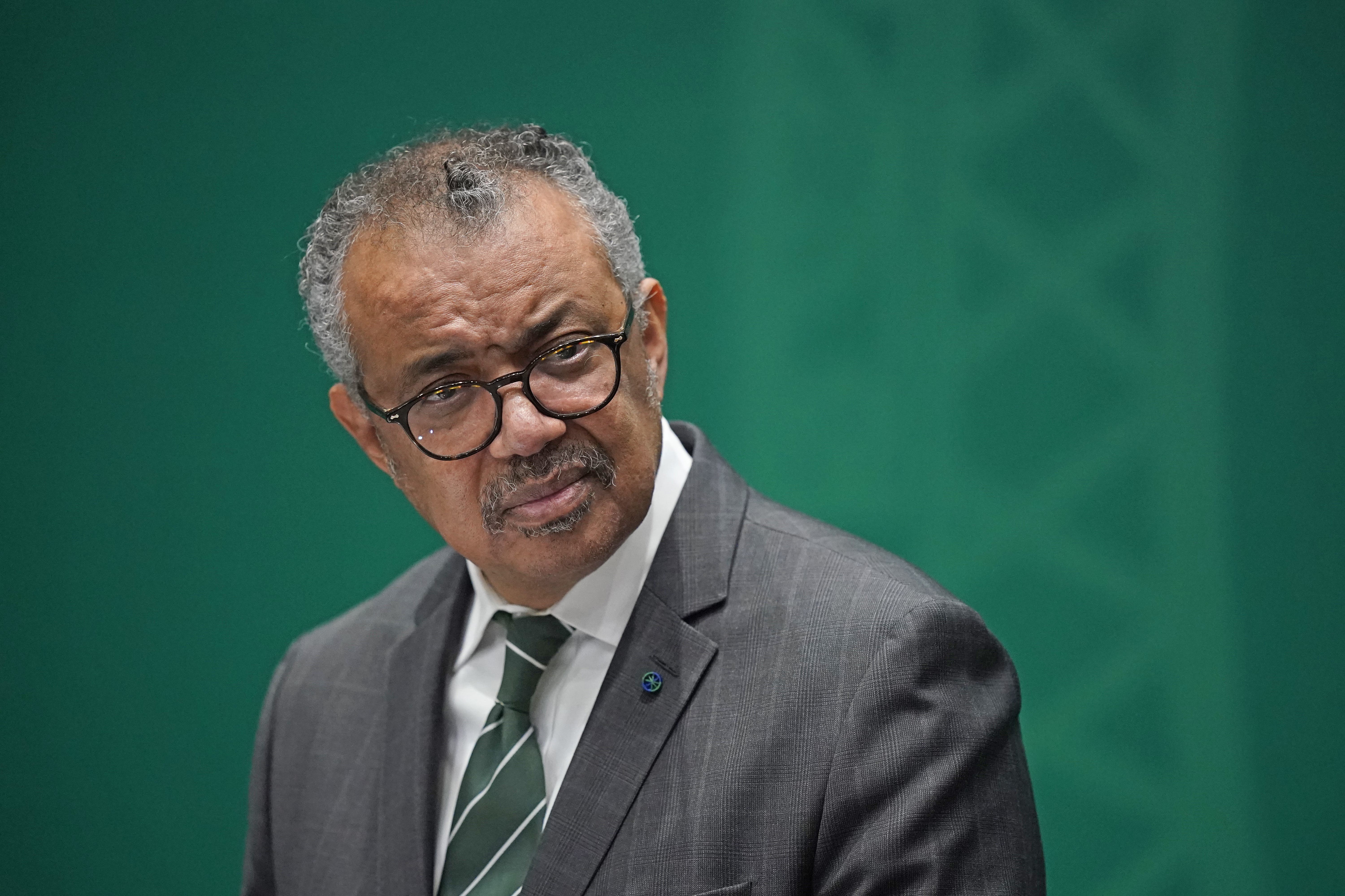 Dr Tedros Ghebreyesus, the director-general of the World Health Organisation (WHO), speaks at the Government Buildings in Dublin (PA)