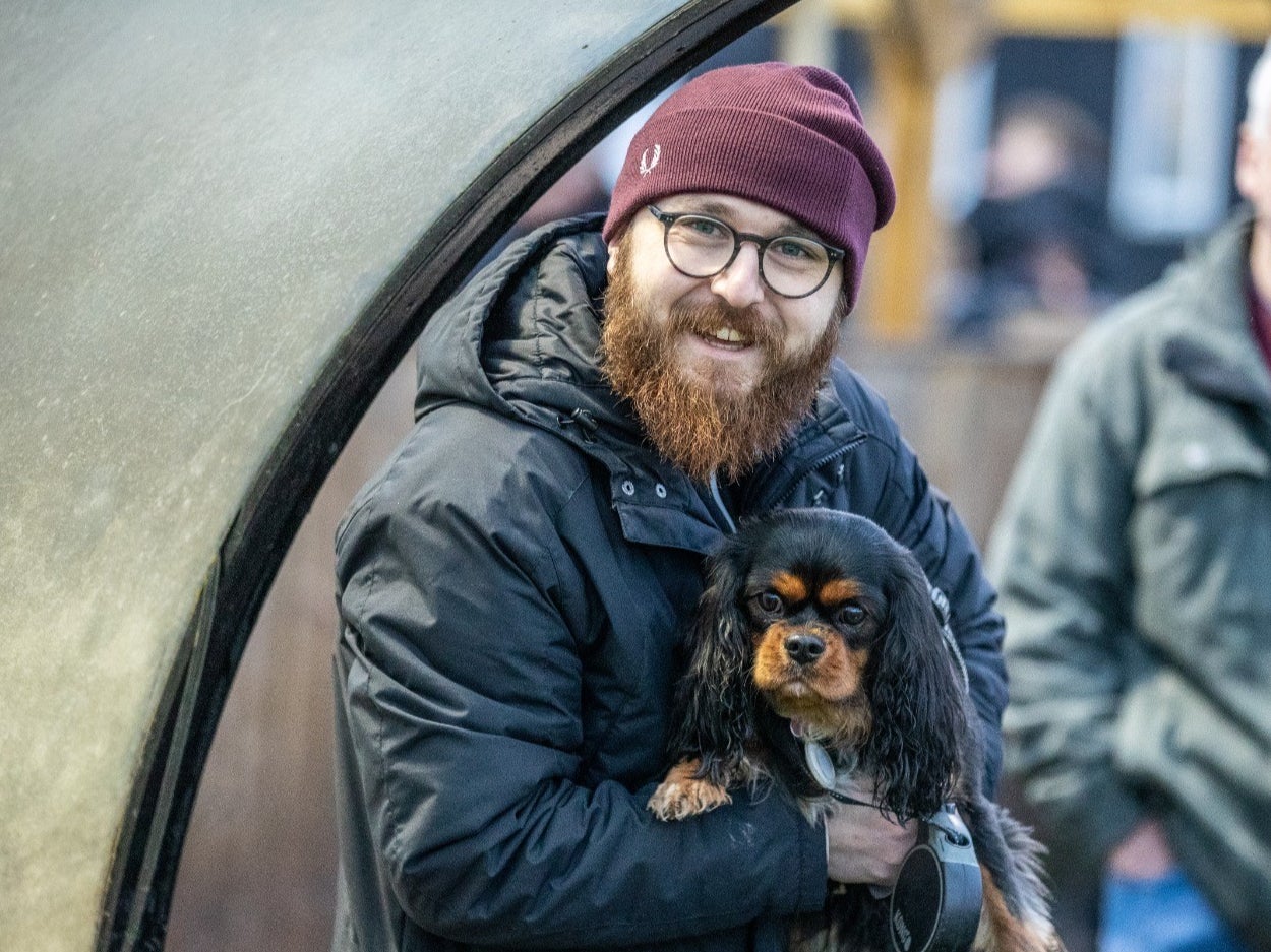 Jack Sargeant with his dog, Coco. Both were attacked by two Staffordshire bull terriers in a park in Cardiff