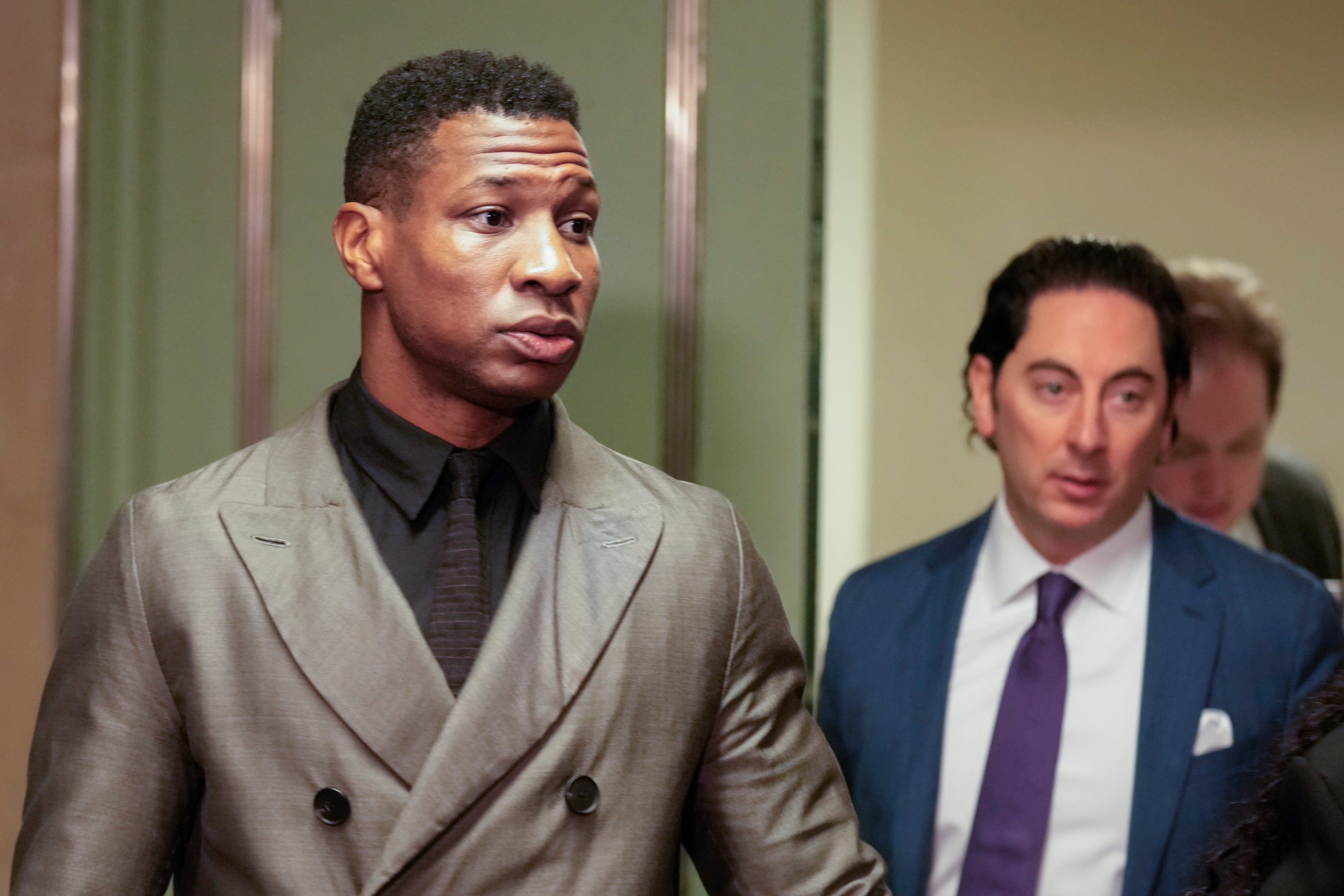 Jonathan Majors arrives in court on Monday