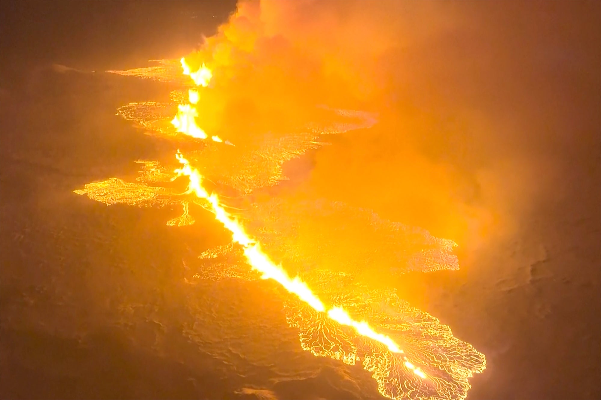 Icelandic police urged thrill-seekers to stay away from the 4km ridge which opened up last night