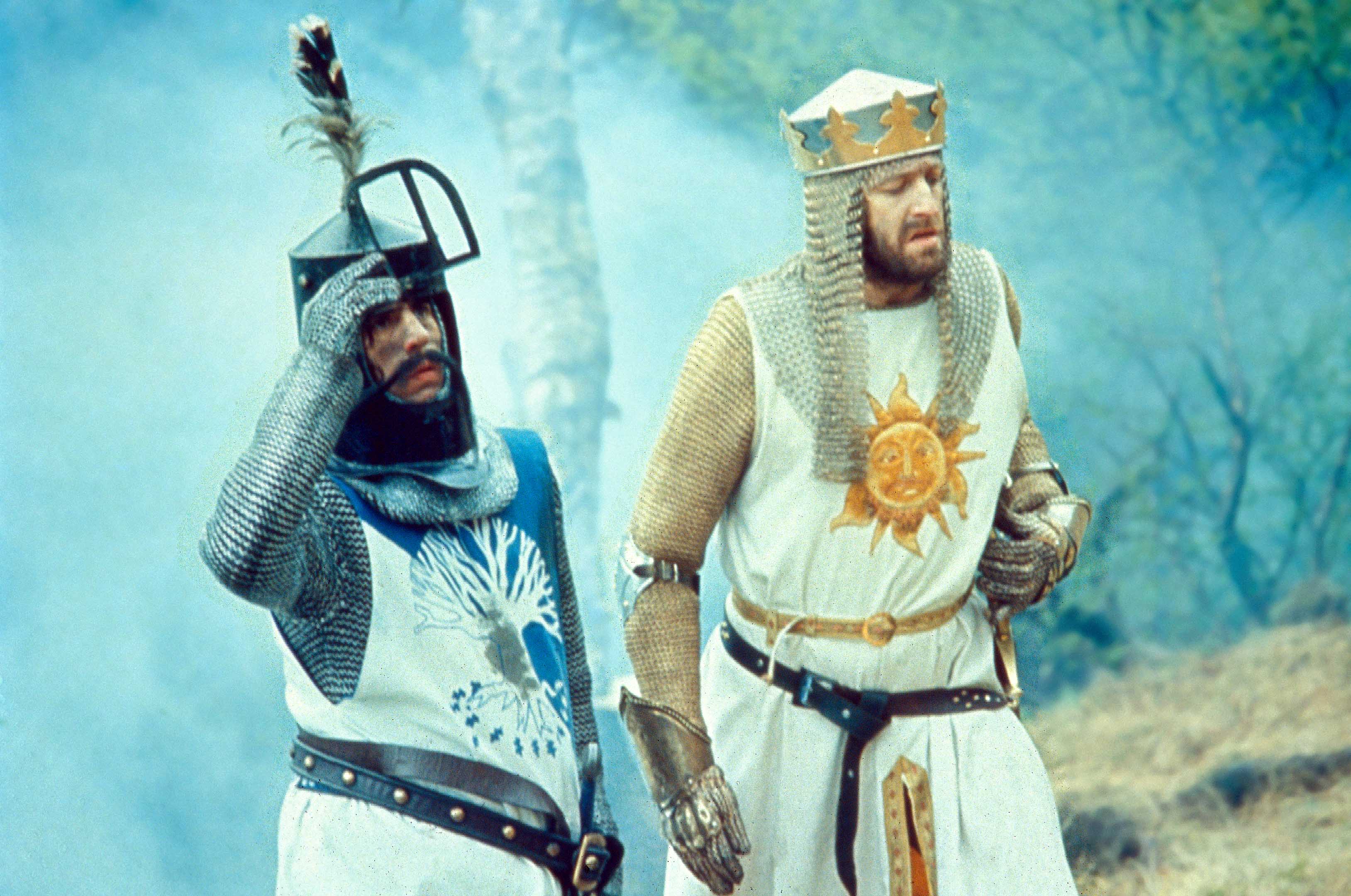 Terry Jones and Graham Chapman in ‘Monty Python and the Holy Grail’, which was suffused with Seventies gloom