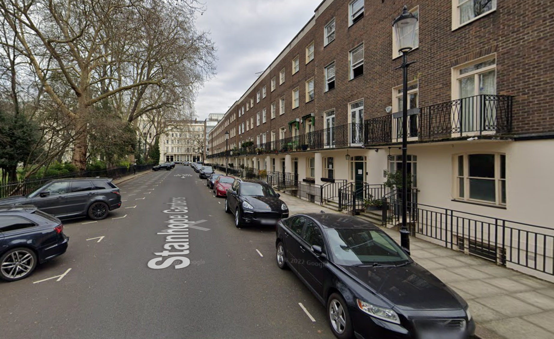 The 128 sq ft property in Stanhope Gardens (street pictured) was sold for £35,000