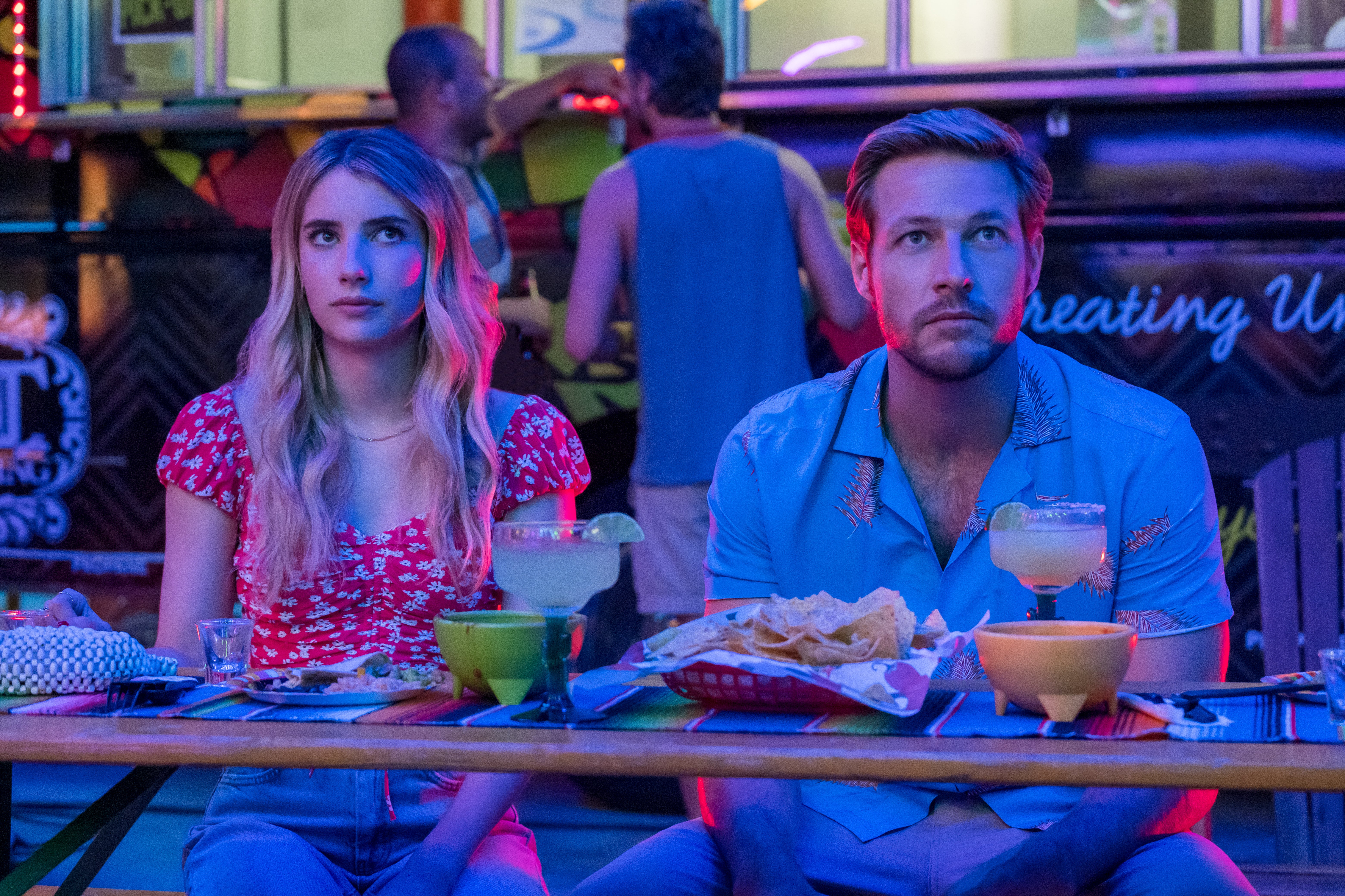 Emma Roberts and Luke Bracey in ‘Holidate’