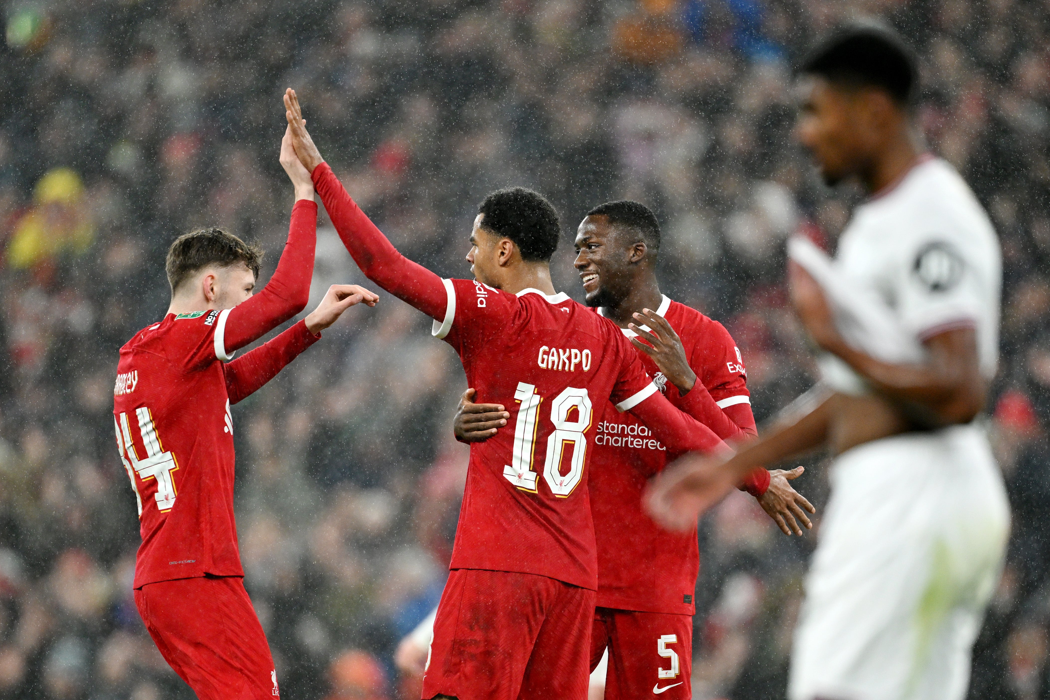 Gakpo added Liverpool’s third as the Reds pulled away with little trouble