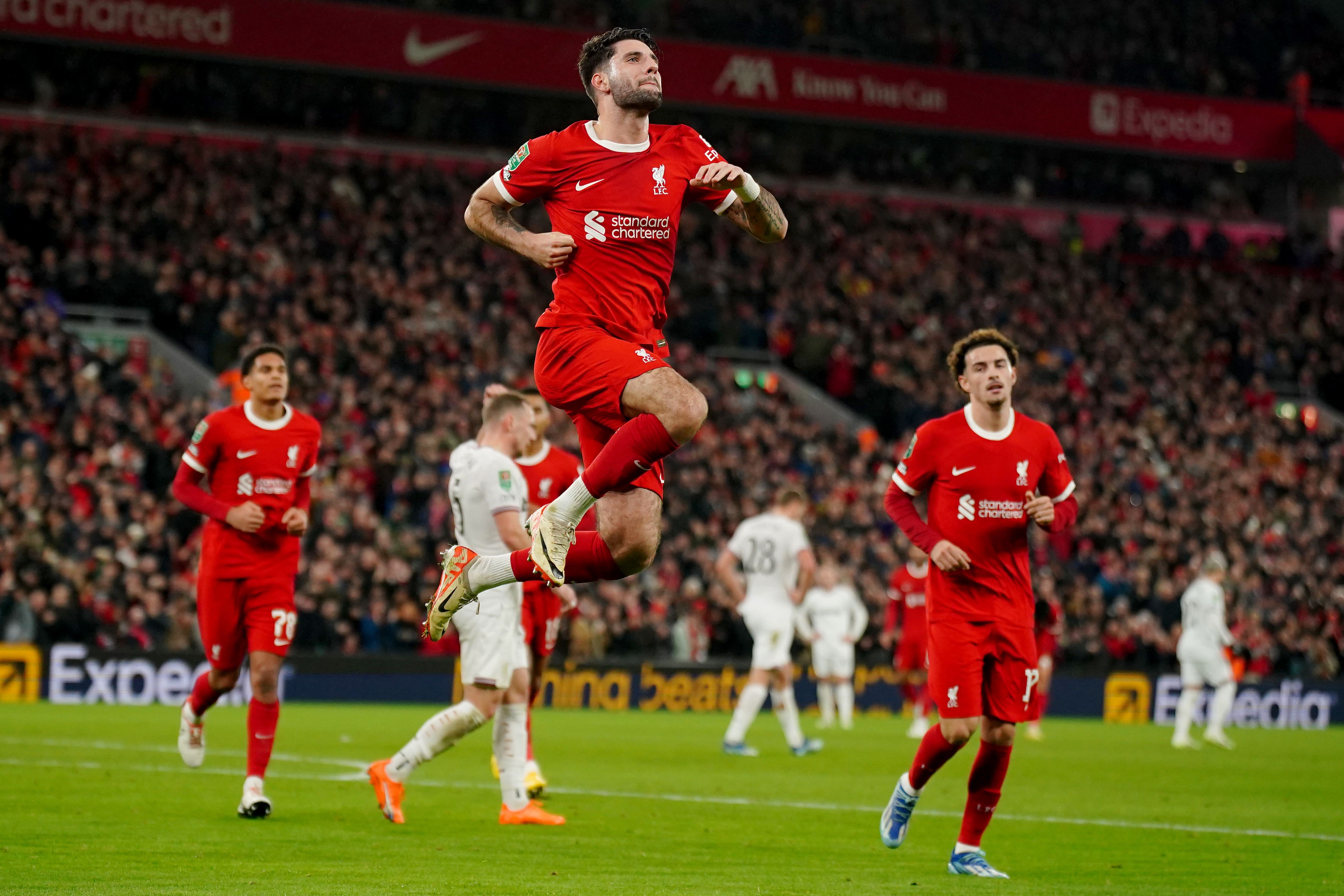 Dominik Szoboszlai celebrates his stunning opener