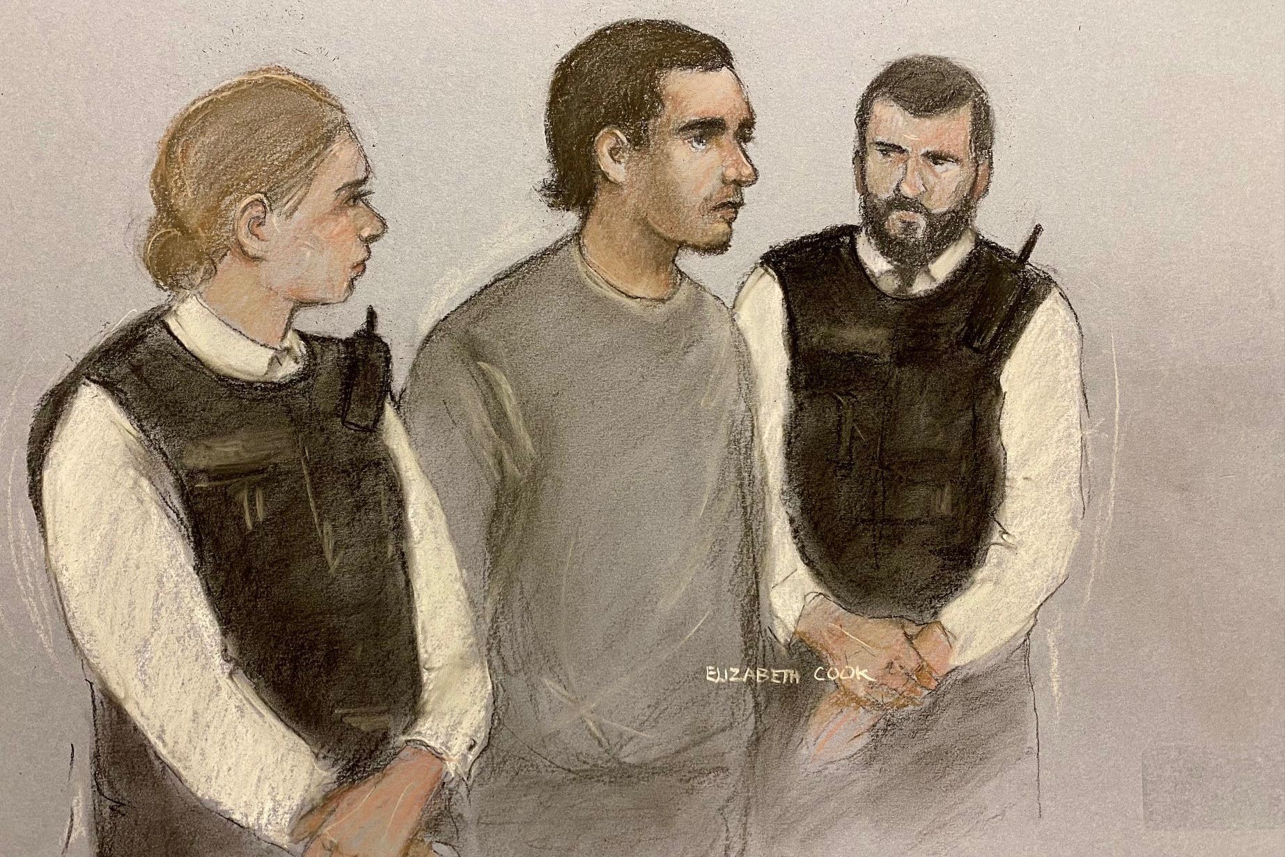 Court artist sketch of Daniel Khalife (Elizabeth Cook/PA)