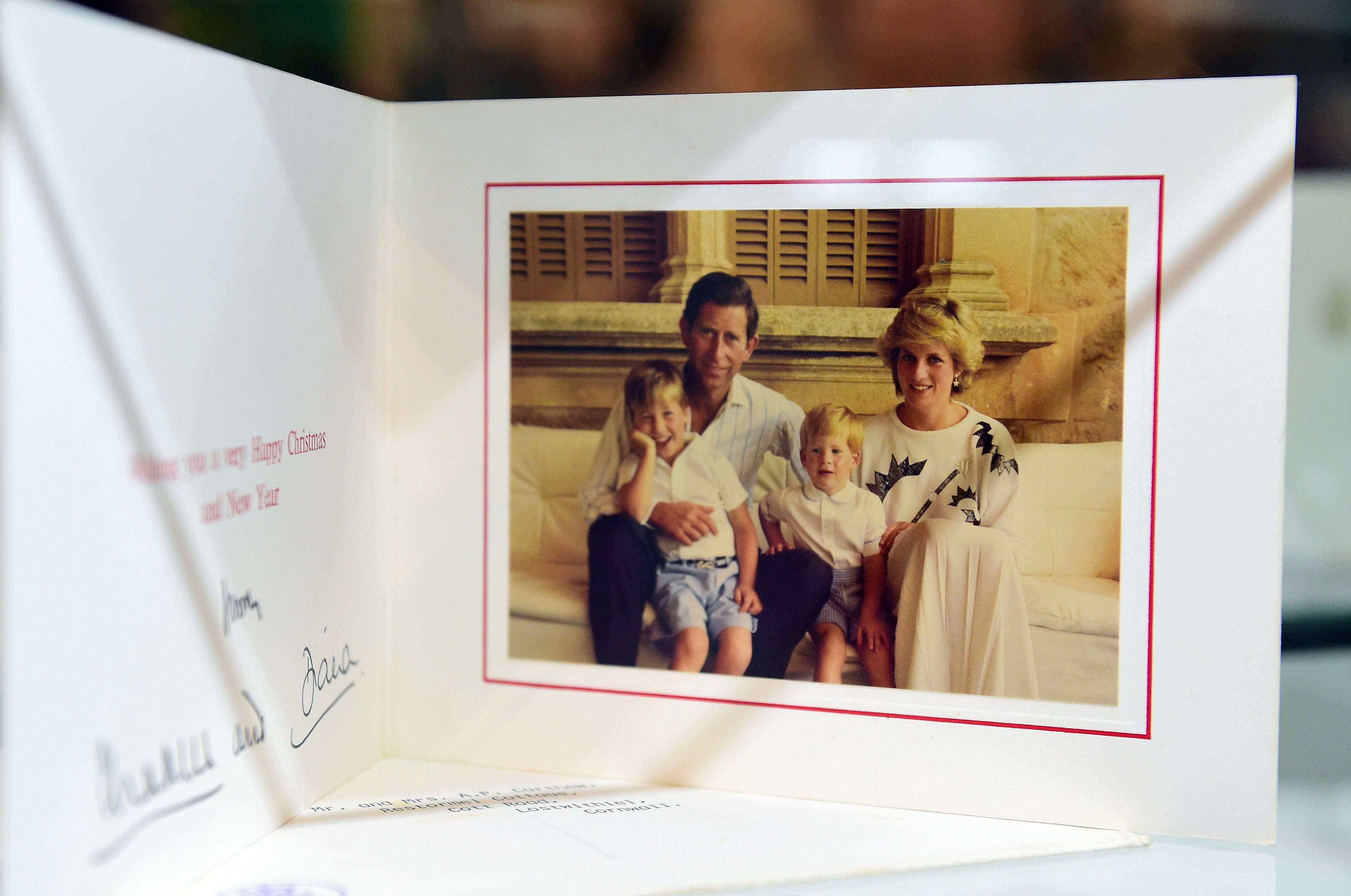 Family portrait of Prince Charles, Princess Diana, and their sons William and Harry taken for their 1987 Christmas Card