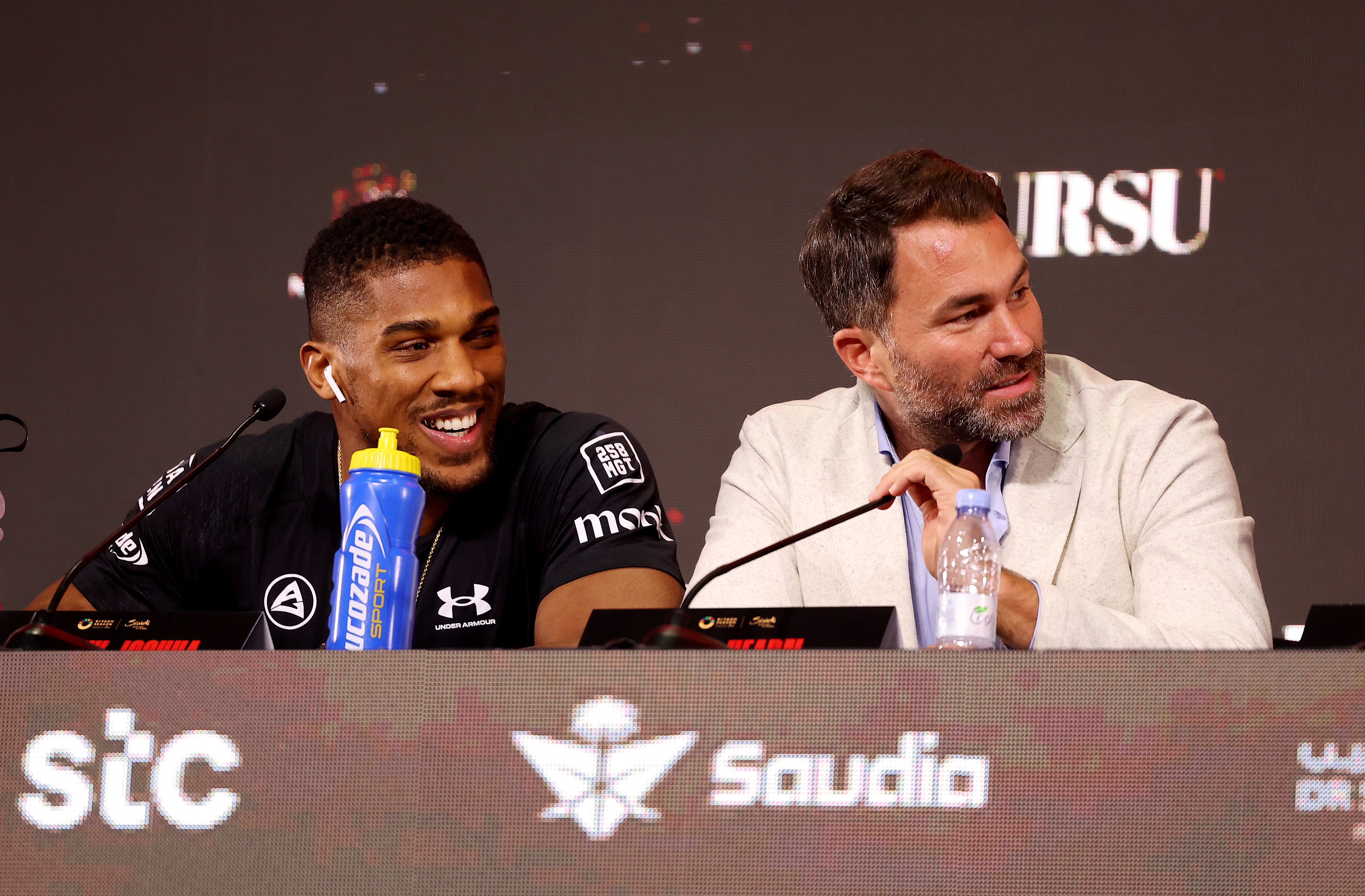 Hearn (right) with Anthony Joshua, one of the most coveted stars of boxing for its multiple promoters